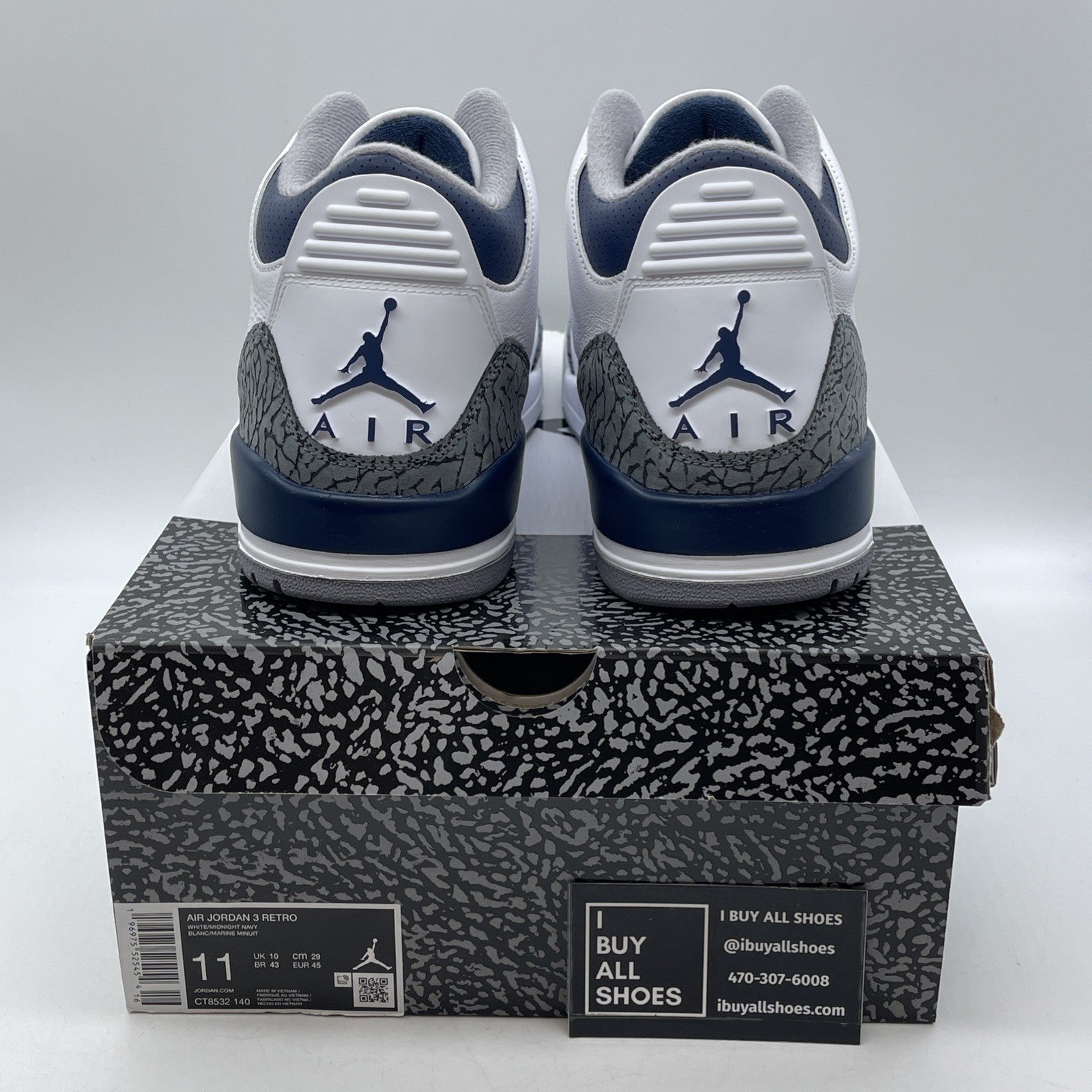Size 11 - Air Jordan 3 Retro Midnight Navy Leather Suede (CT8532-140)