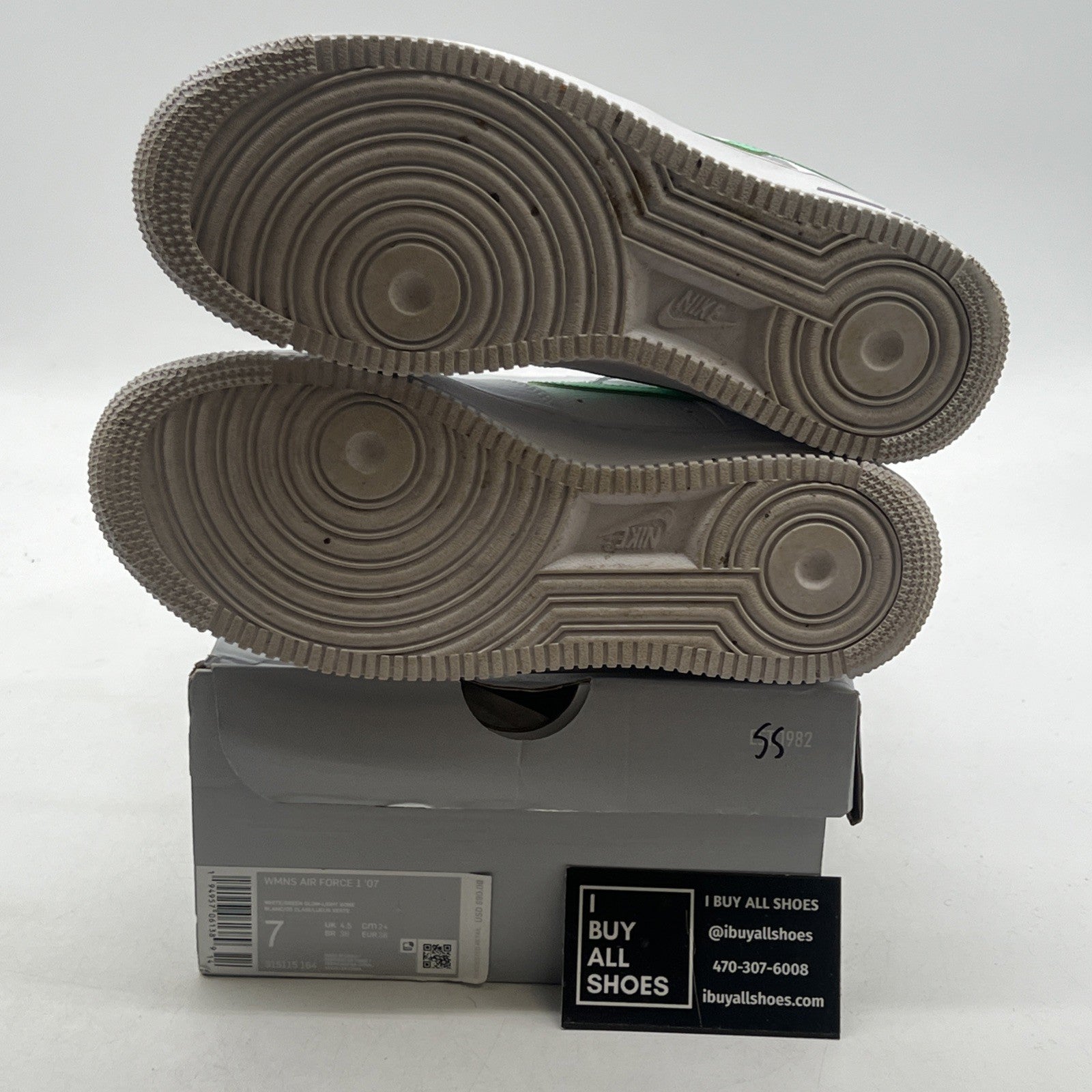 Size 7 - Nike Air Force 1 '07 White Green Glow W (315115-164)