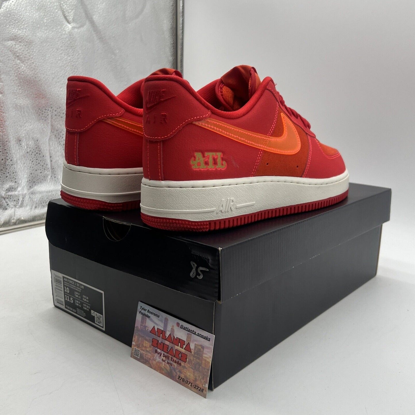 Size 10 - Nike Air Force 1 '07 ATL Orange Red White Suede (FD8306-657)