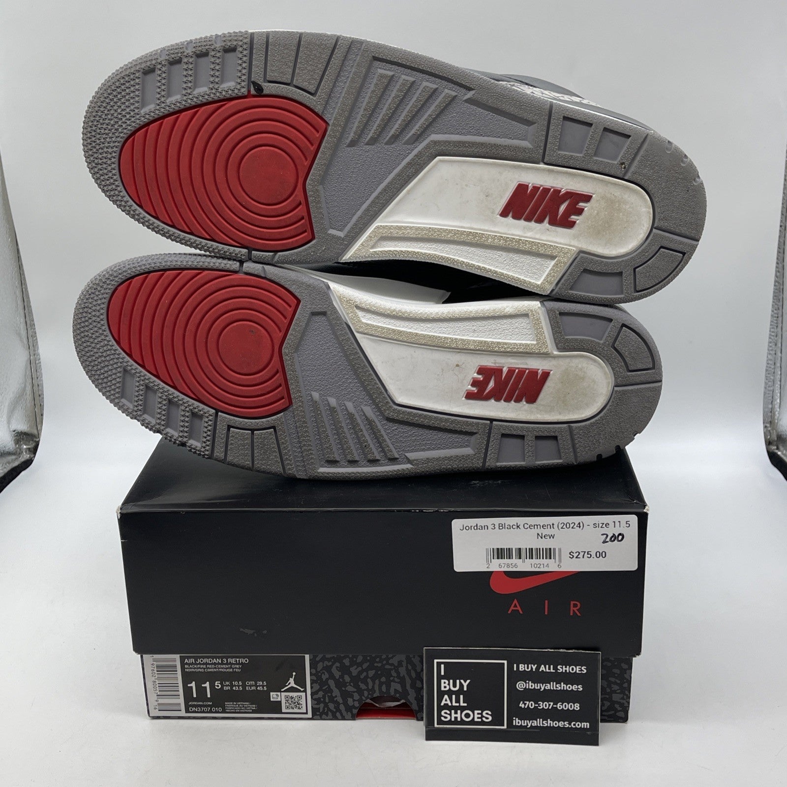 Size 11.5 - Air Jordan 3 Retro OG 2024 Black Cement Suede Leather (DN3707-010)