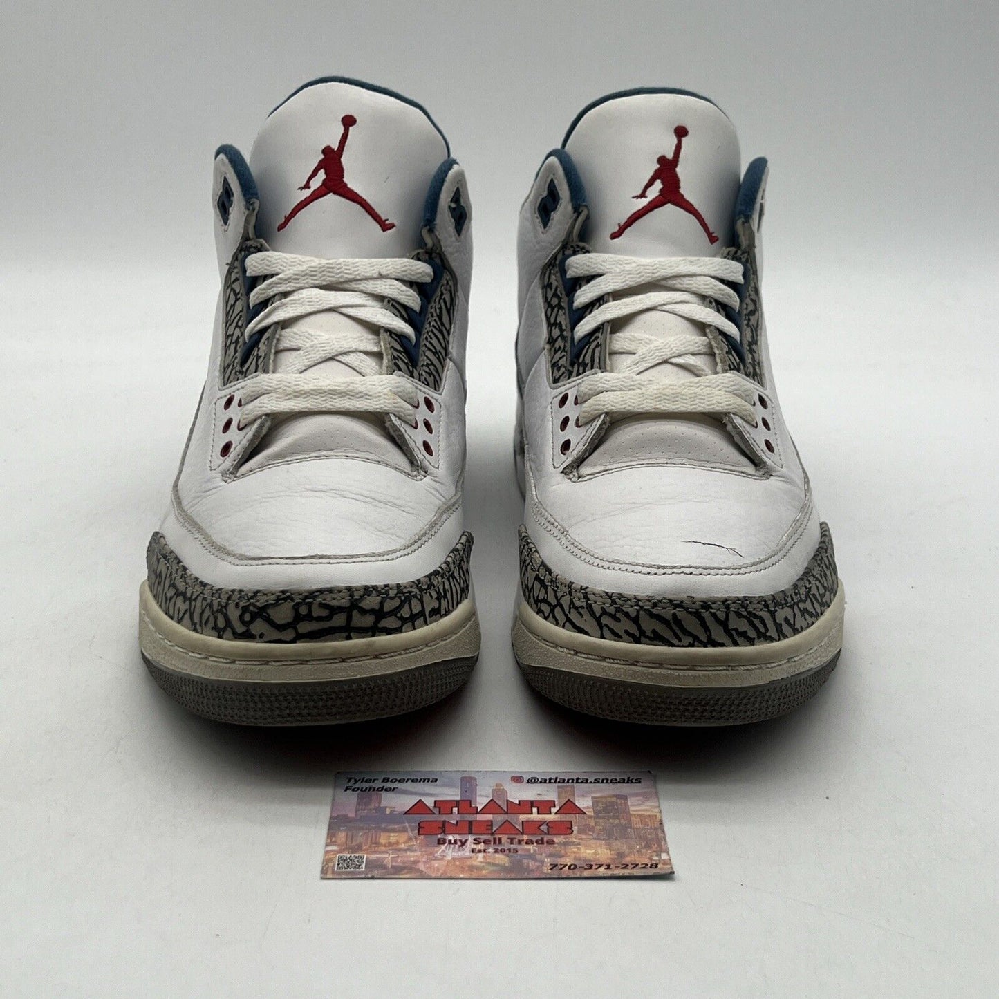 Size 10.5 - Air Jordan 3 Retro 2011 True Blue White Red (136064-104)