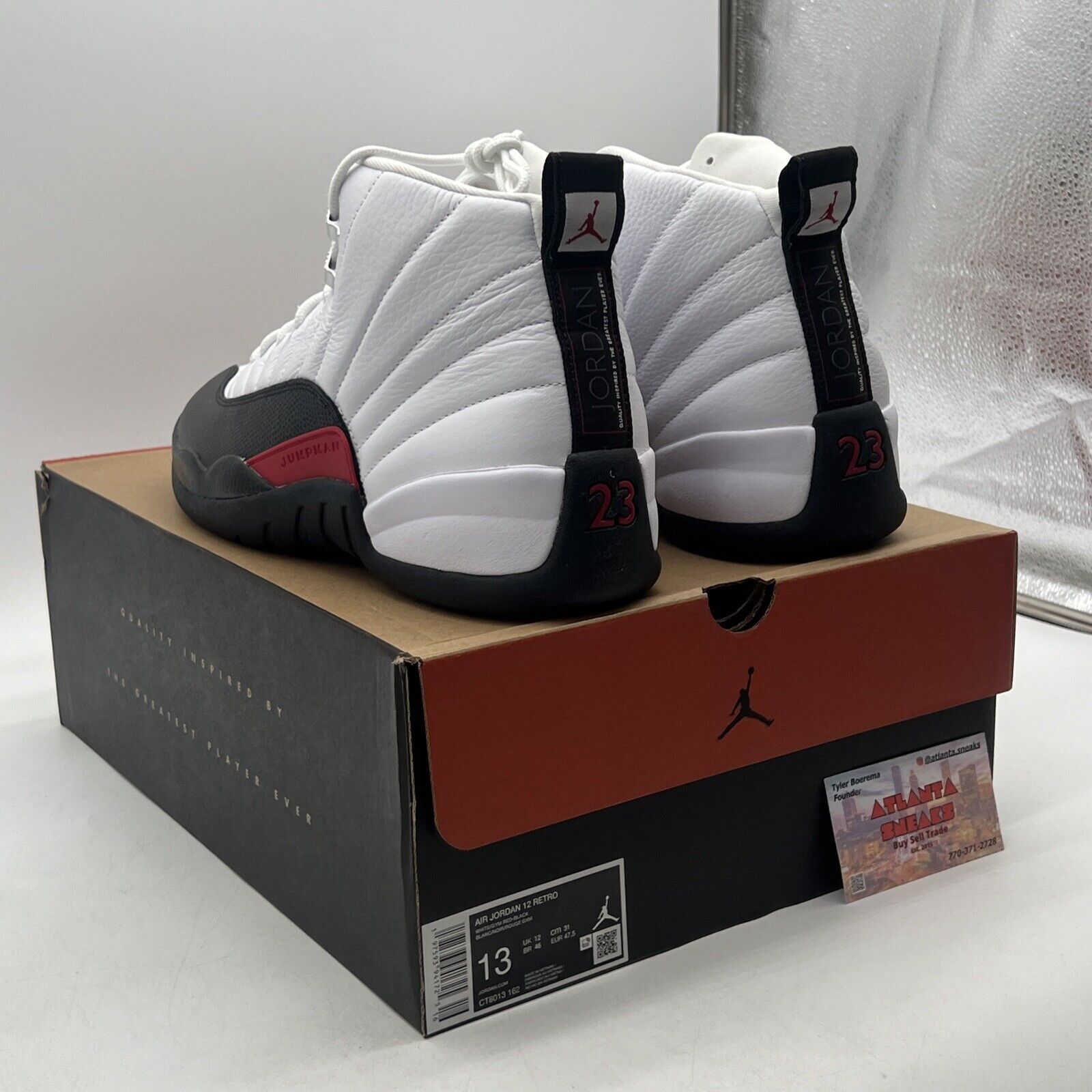 Size 13 - Air Jordan 12 Retro Taxi Flip White Black Red Leather (CT8013-162)