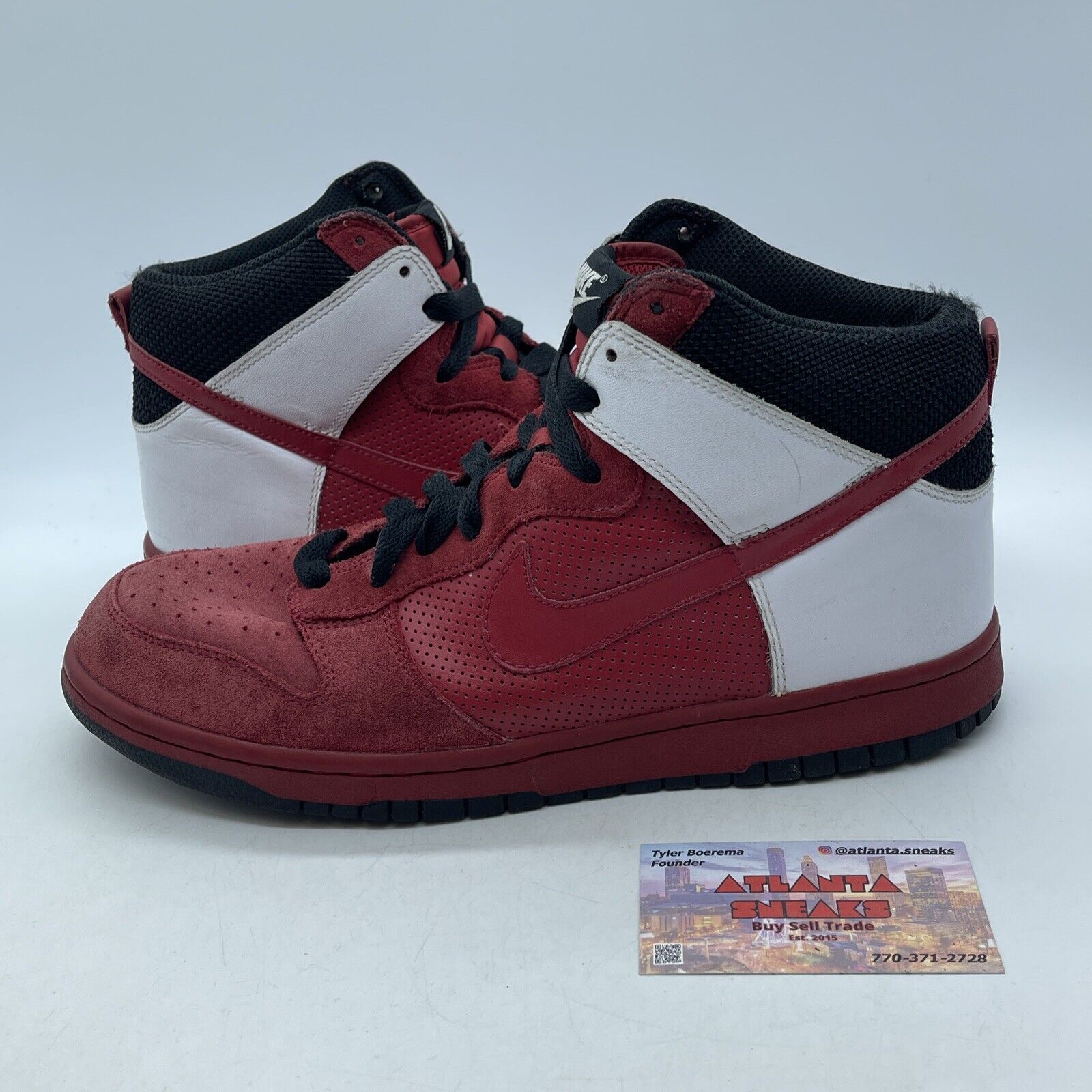 Size 10 - Nike Dunk High Red White Black Suede Leather (317982-661)