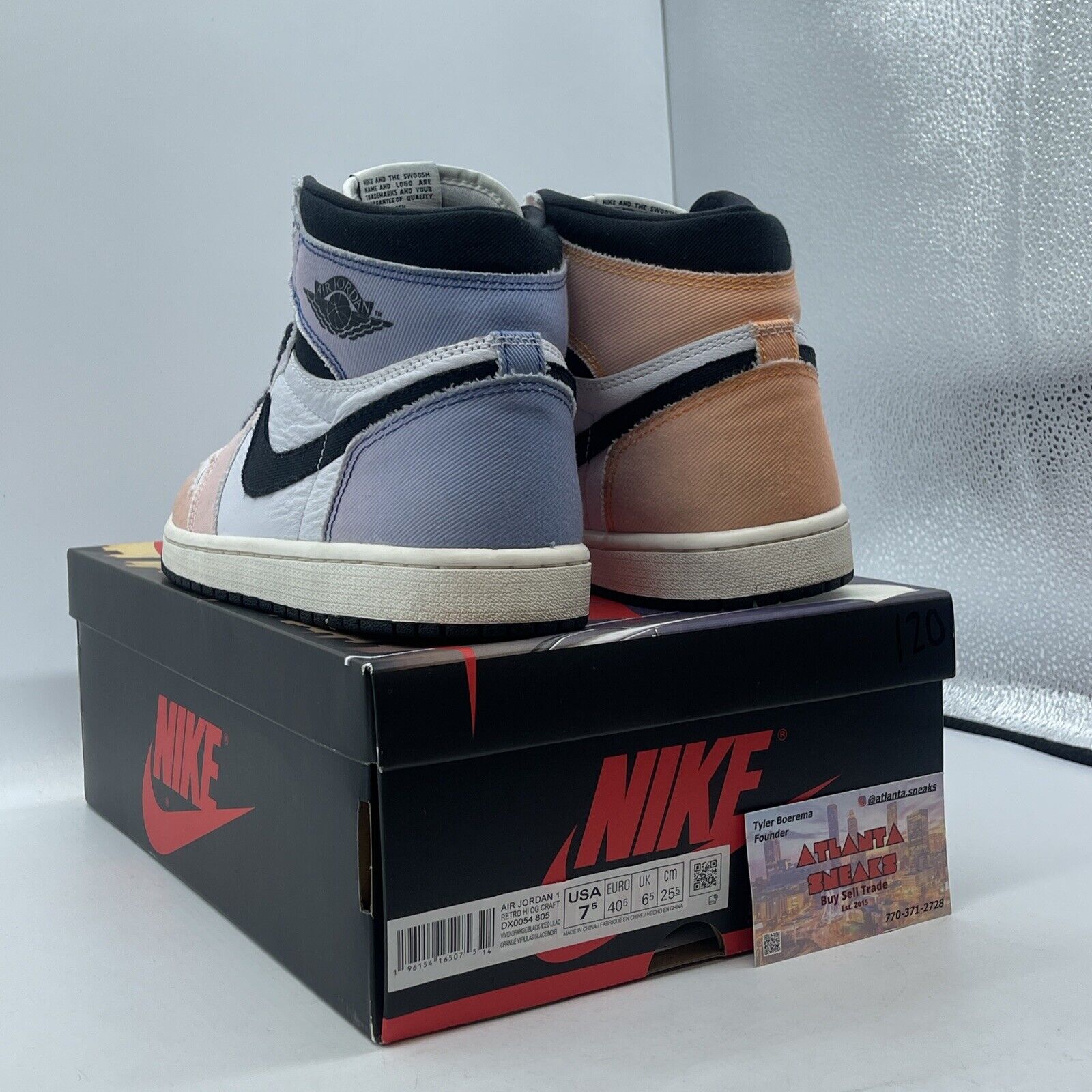 Size 7.5 - Air Jordan 1 Retro OG High Skyline Purple Pink Orange (DX0054-805)