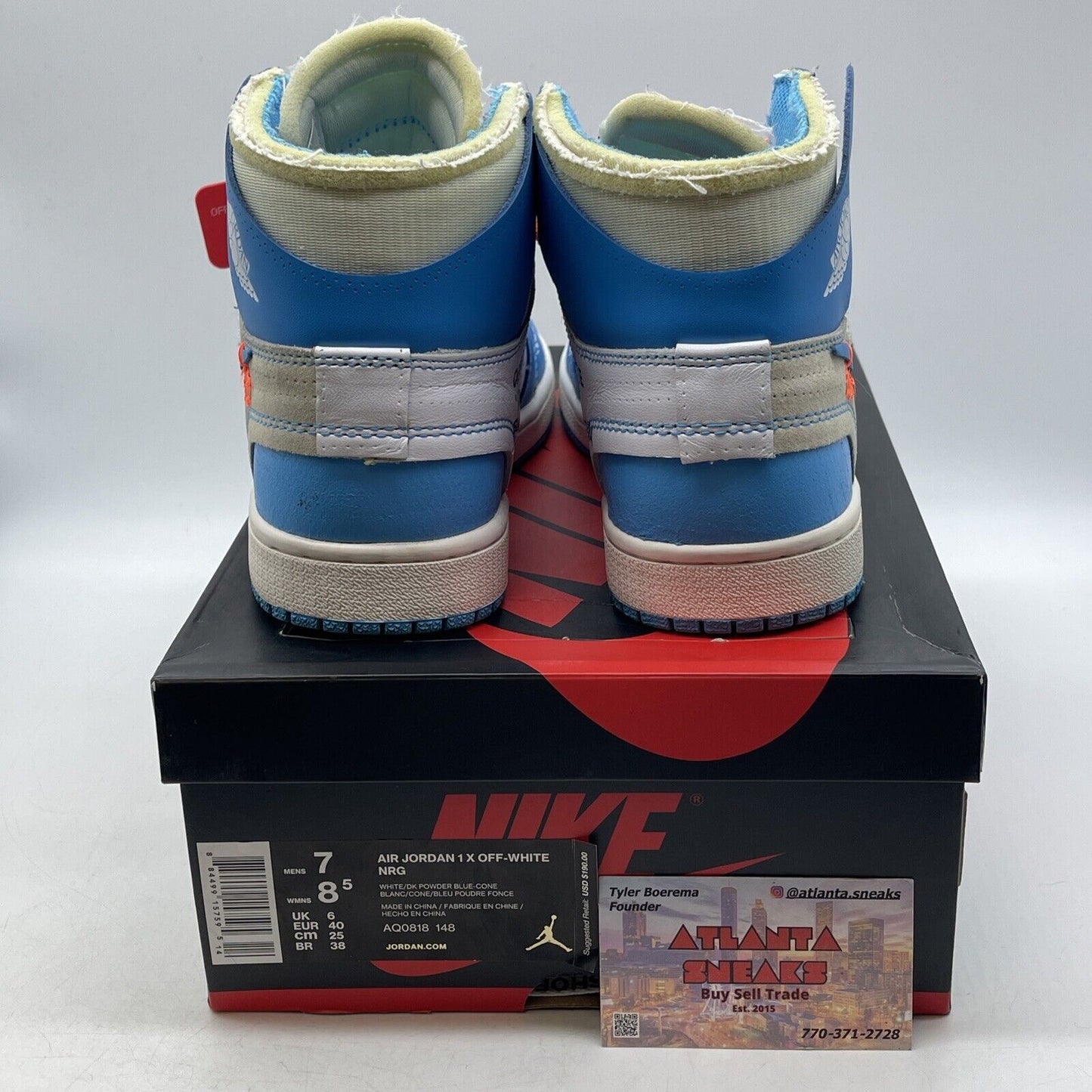 Size 7 - Jordan 1 Retro OG x Off-White High UNC White Blue Red (AQ0818-148)