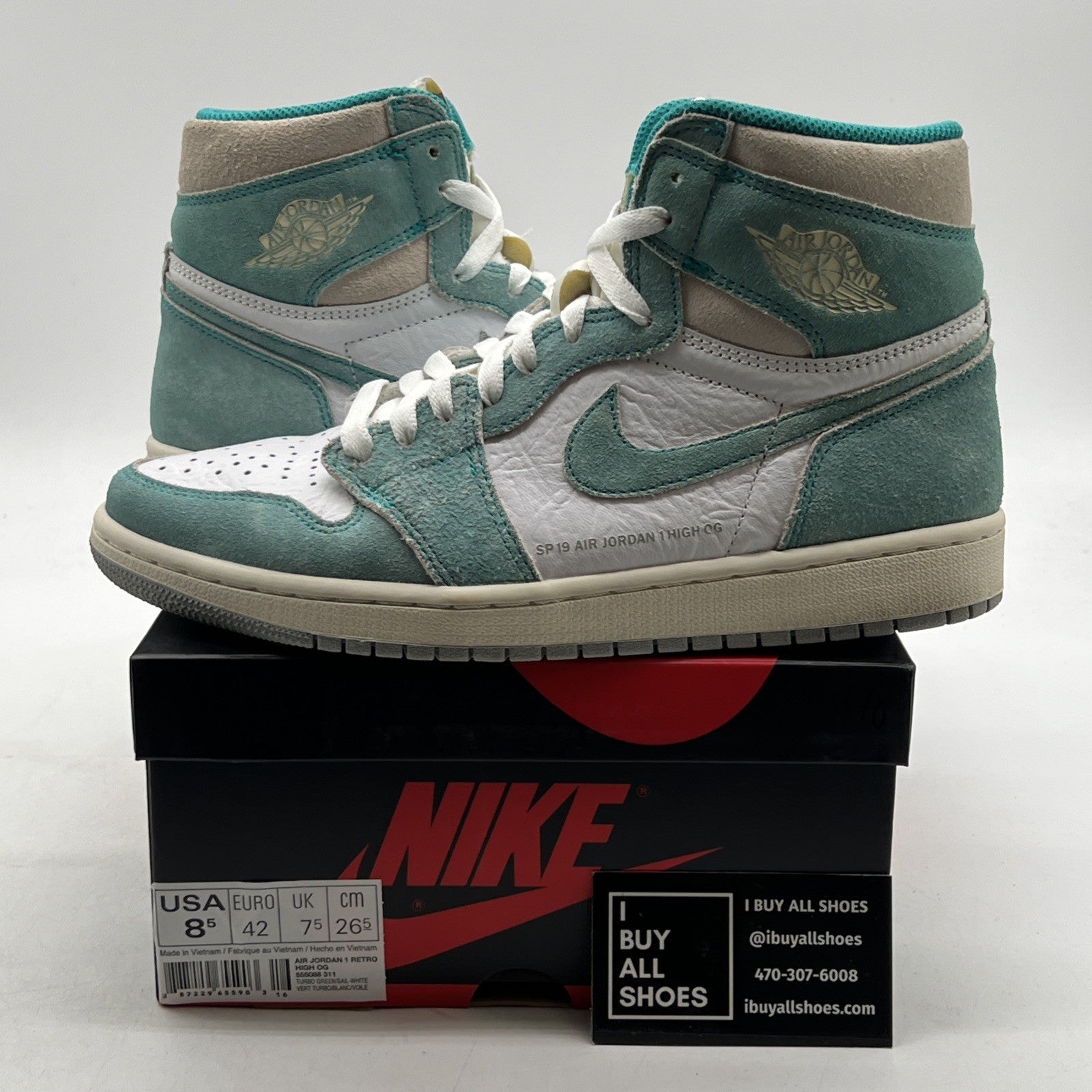 Size 8.5 - Air Jordan 1 Retro OG High Turbo Green (555088-311)