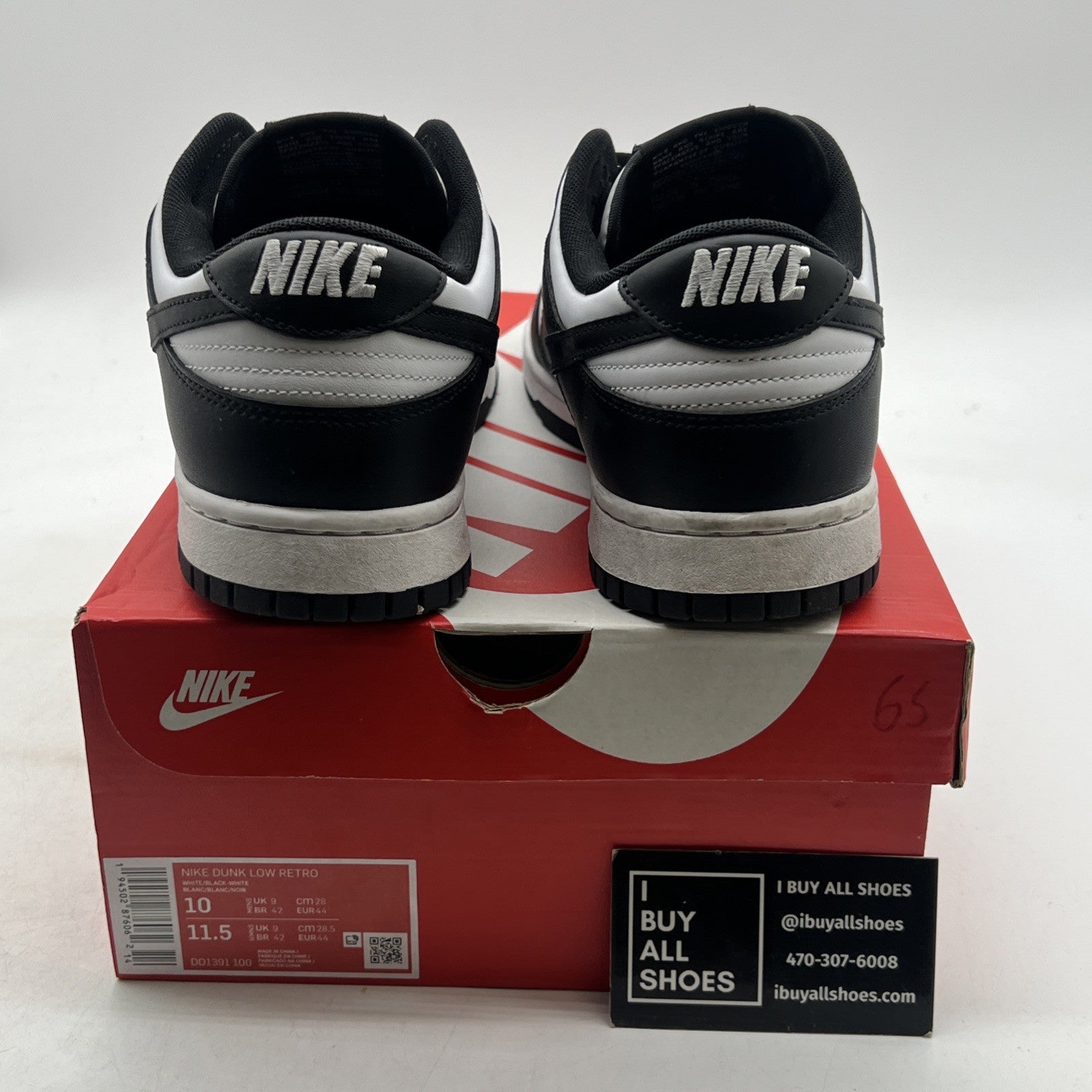 Size 10 - Nike Dunk Low Black White (DD1391-100)