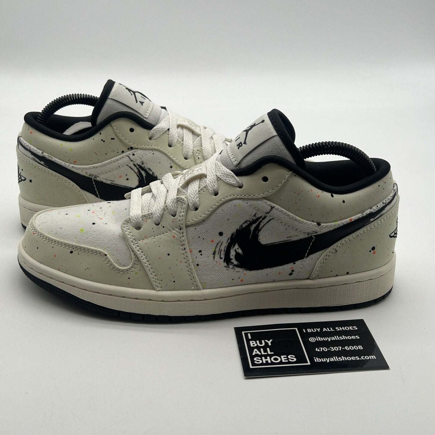 Size 8 - Air Jordan 1 Low Brushstroke Swoosh - Paint Splatter (DM3528-100)