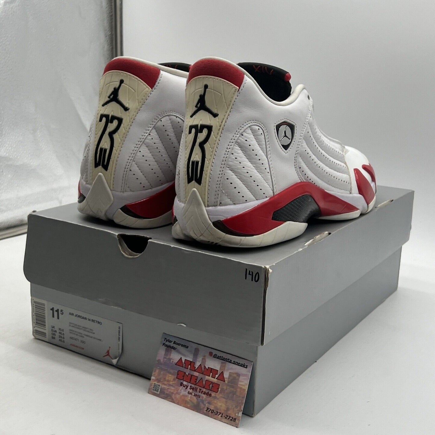 Size 11.5 - Air Jordan 14 Retro 2019 Candy Cane White Red Leather (487471-100)
