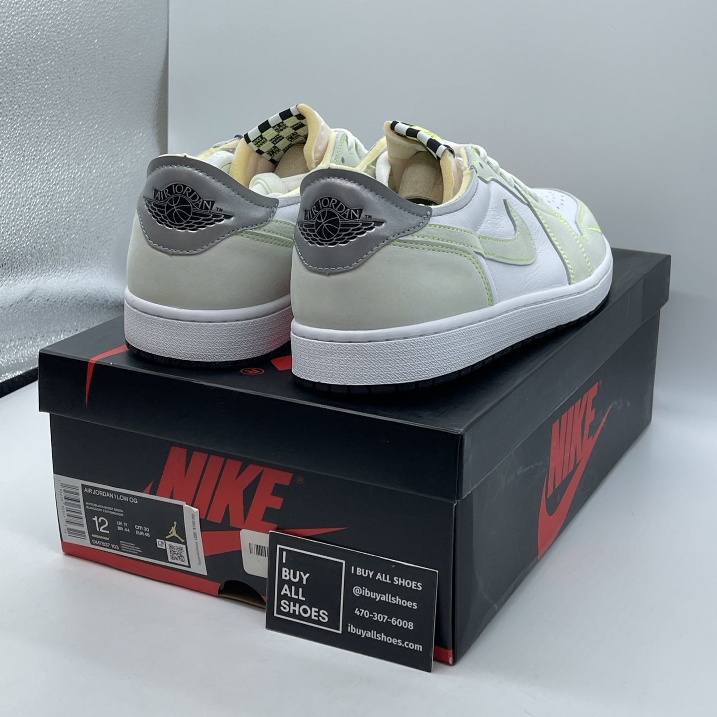 Size 12 - Air Jordan 1 Retro OG Low Ghost Green Suede Leather (DM7837-103)