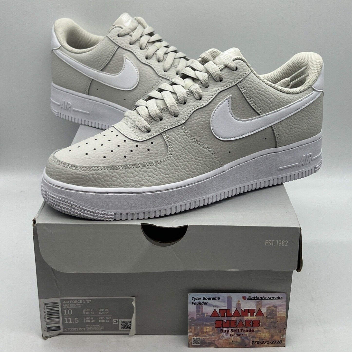 Size 10 - Nike Air Force 1 Light Bone 2020 - CT2302-001 Brand New Og All