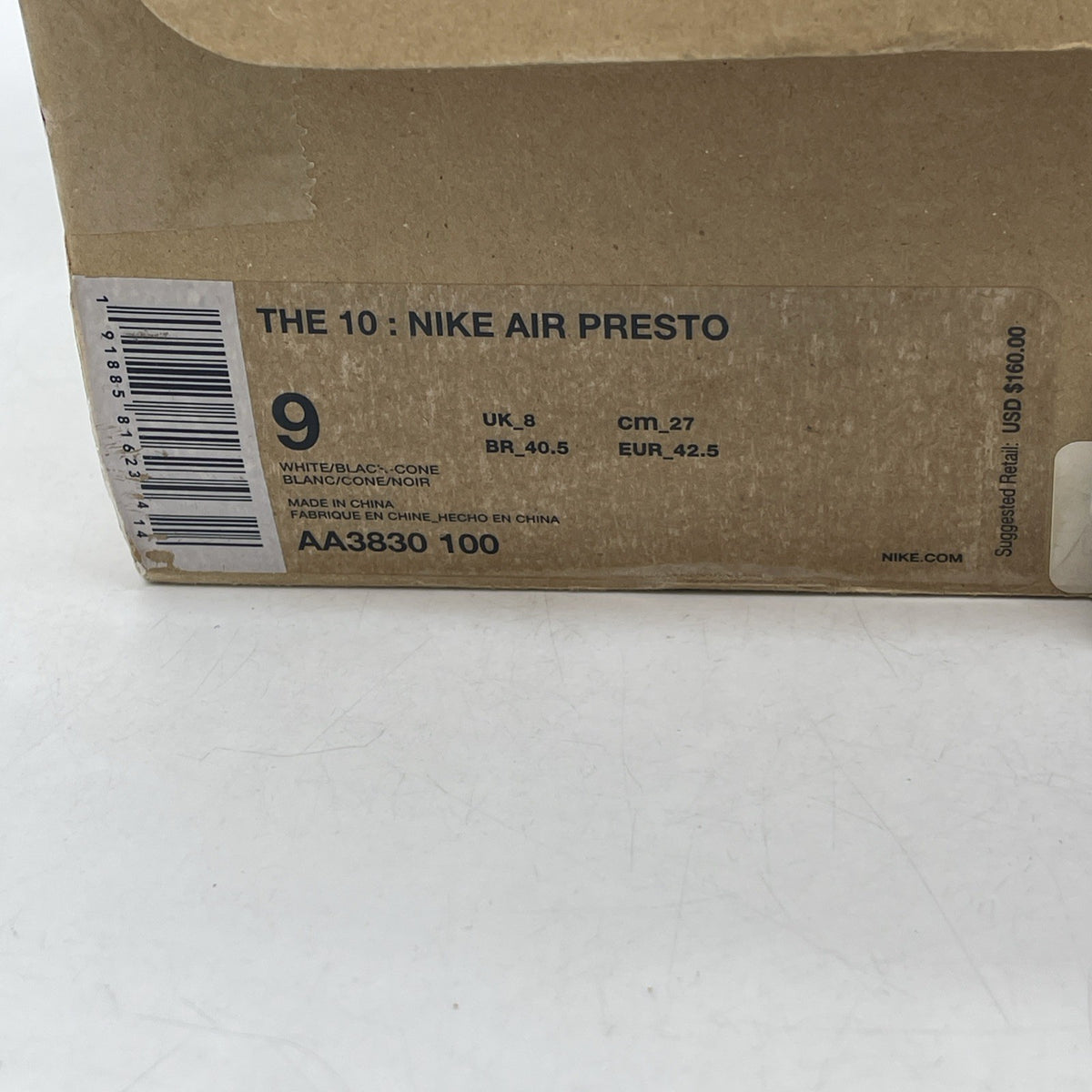 Size 9 - Nike Air Presto x Off-White White 2018 (AA3830-100)