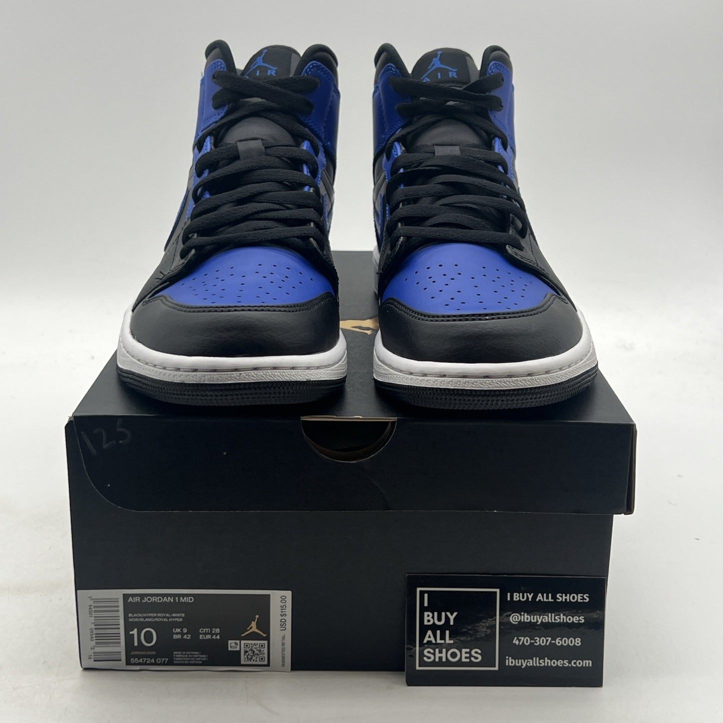 Size 10 - Air Jordan 1 Mid Hyper Royal  (554724-077)