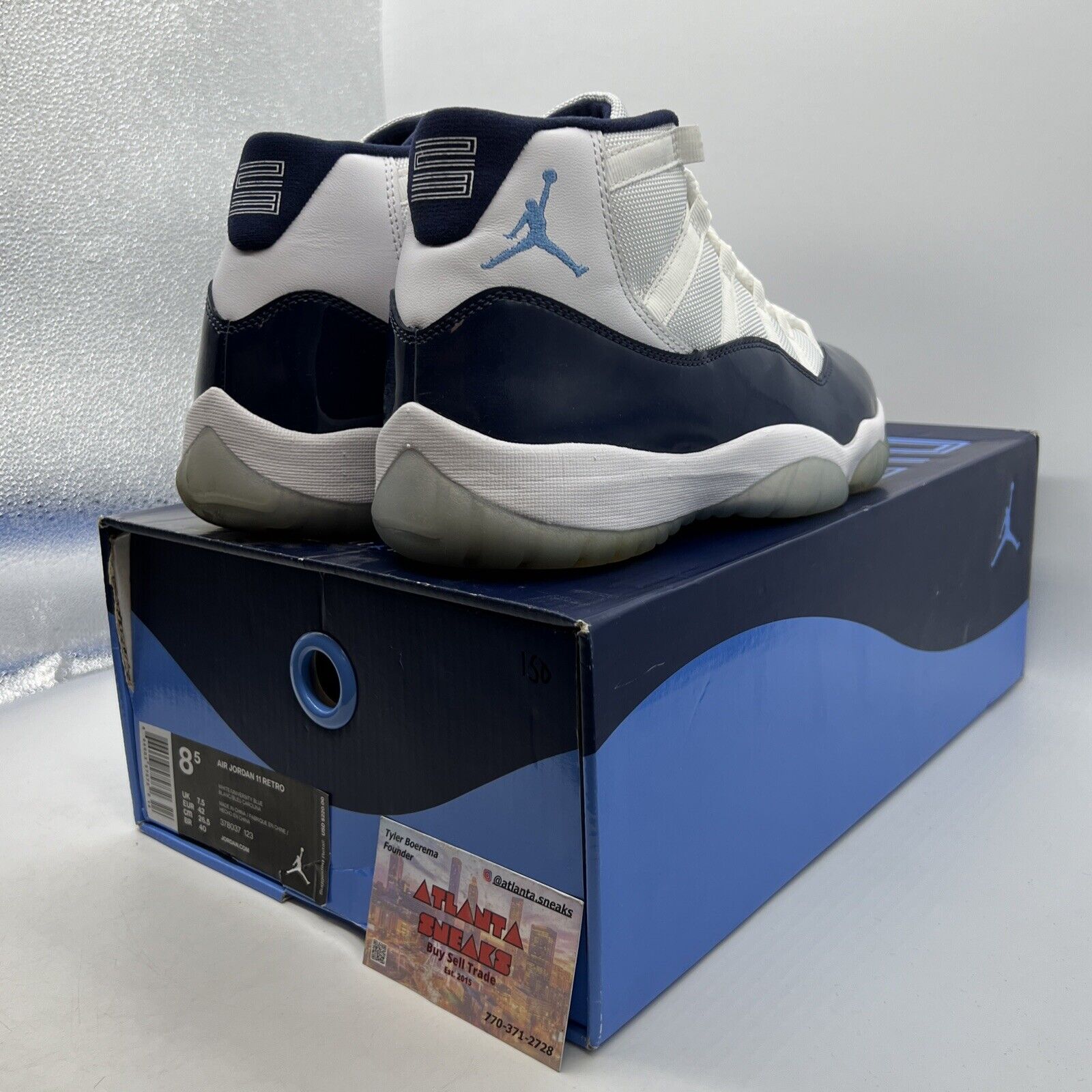 Size 8.5 - Jordan 11 Retro High Win Like '82 White Navy Leather (378037-123)