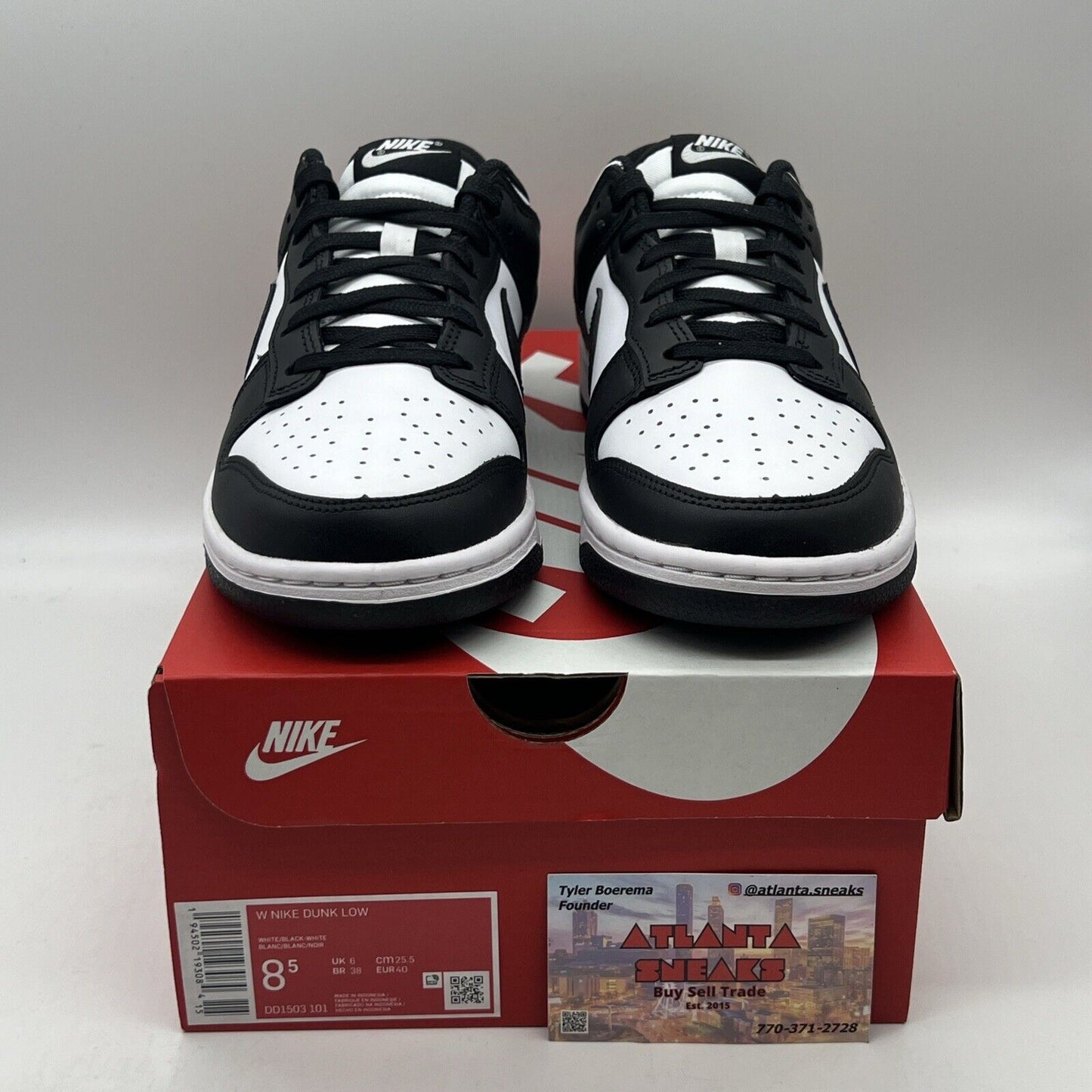 Size 8.5 - Nike Dunk Low Black White W Brand New Og All