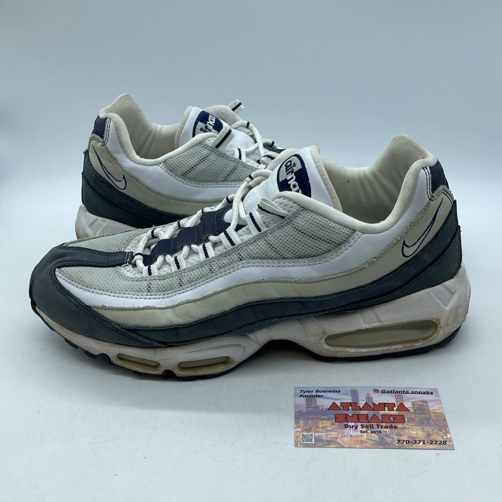 Size 11 - Nike Air Max 95 White Midnight Navhy  White Suede Leather (609048-112)