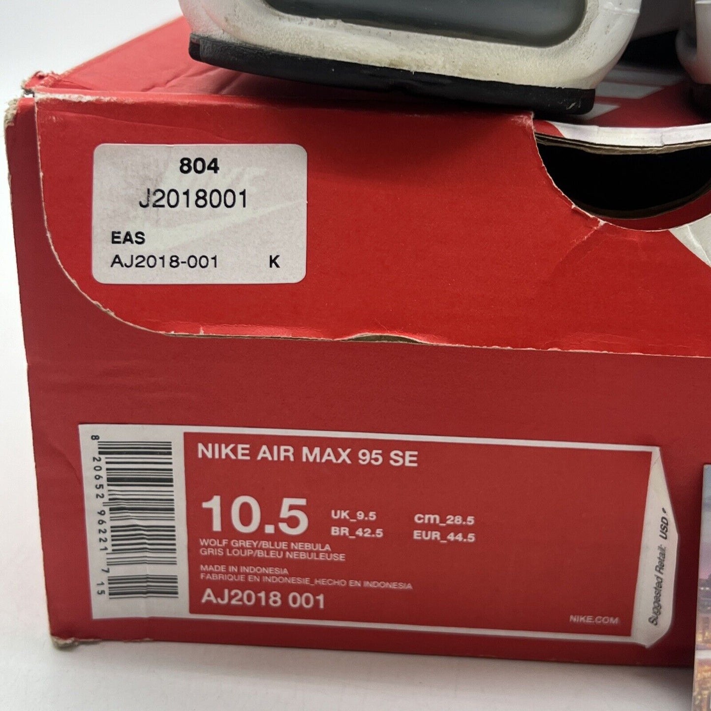 Size 10.5 - Nike Air Max 95 Blue Nebula Grey Purple White (AJ2018-001)