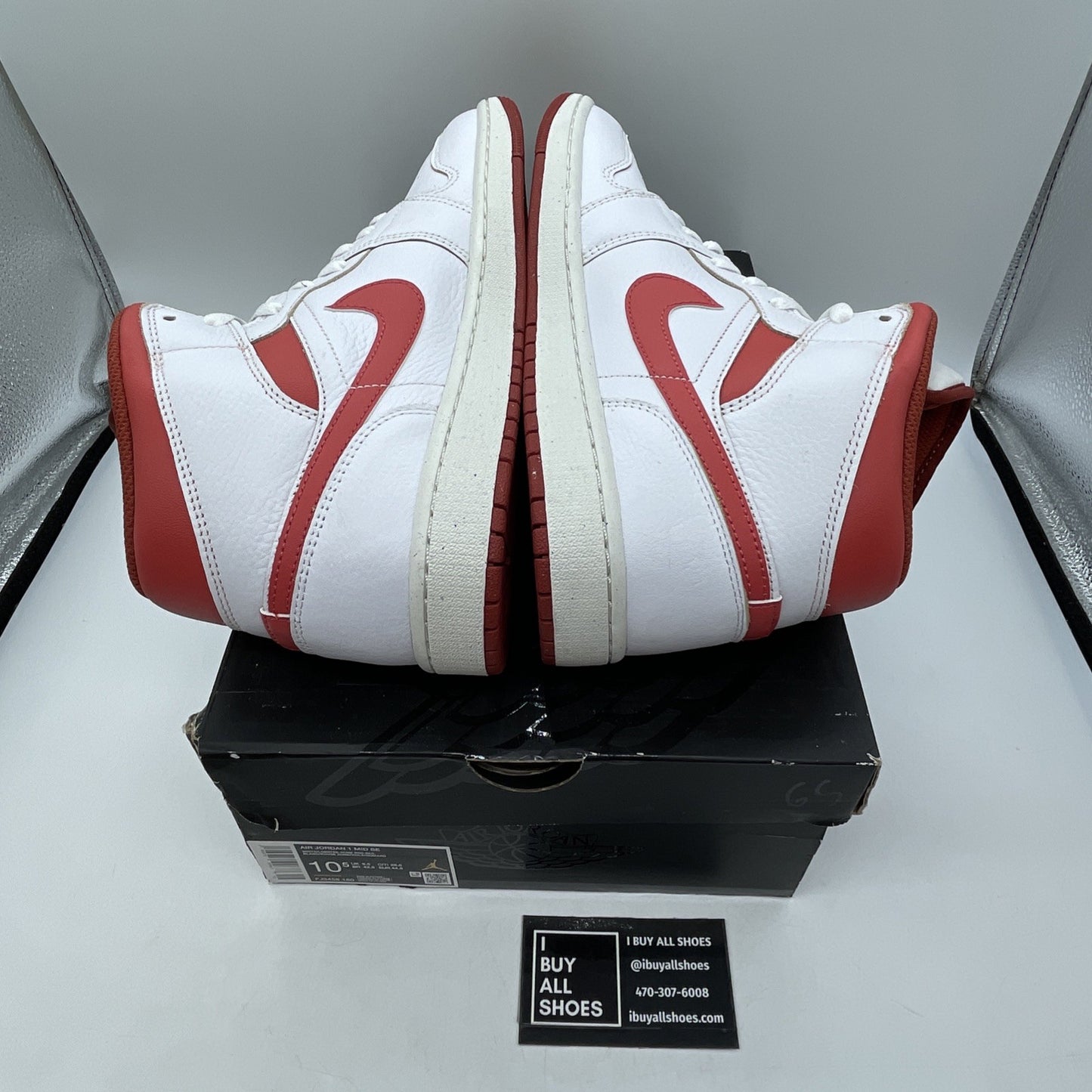Size 10.5 - Air Jordan 1 Mid SE White Dune Red Leather (FJ3458-160)
