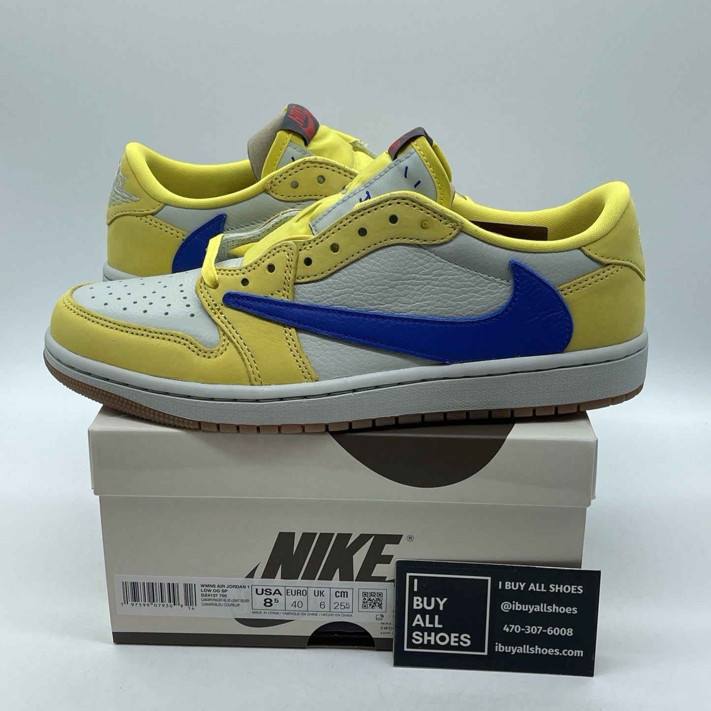 Size 8.5W - Travis Scott x Air Jordan 1 Retro OG SP Low Canary (DZ4137-700)