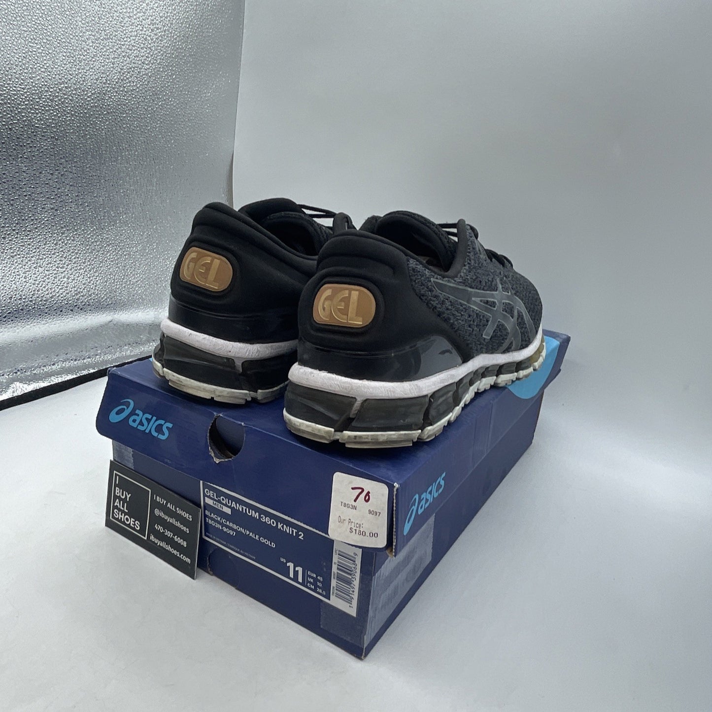 Size 11 - Asics Gel Quantum 360 Knit 2 Black (T8G3N)