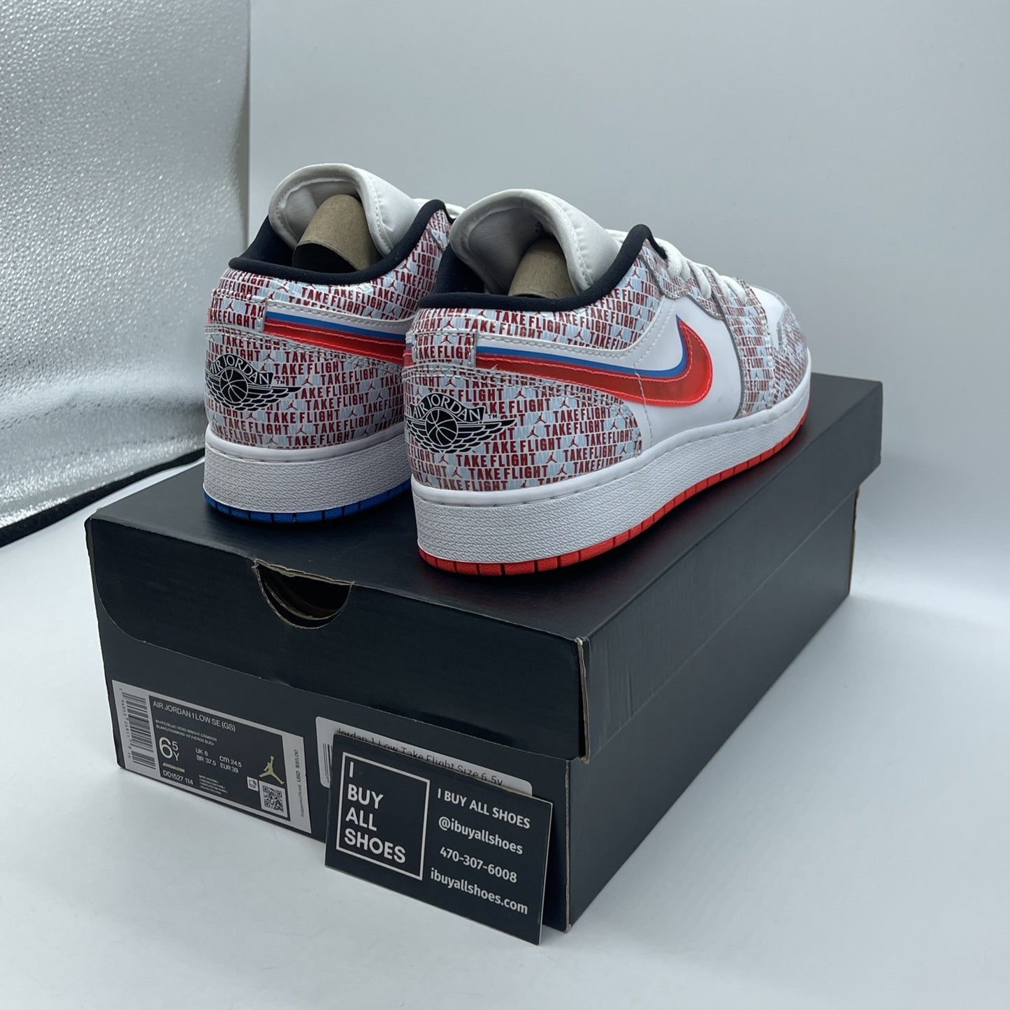 Size 6.5Y (GS) - Jordan 1 SE Mid Take Flight White Leather (DD1527-114)