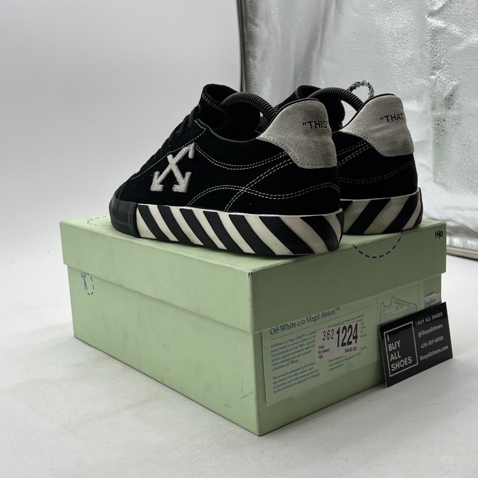 Size 42 - Off White c/o Virgil Abloh Low Black/White Vulcanized Canvas