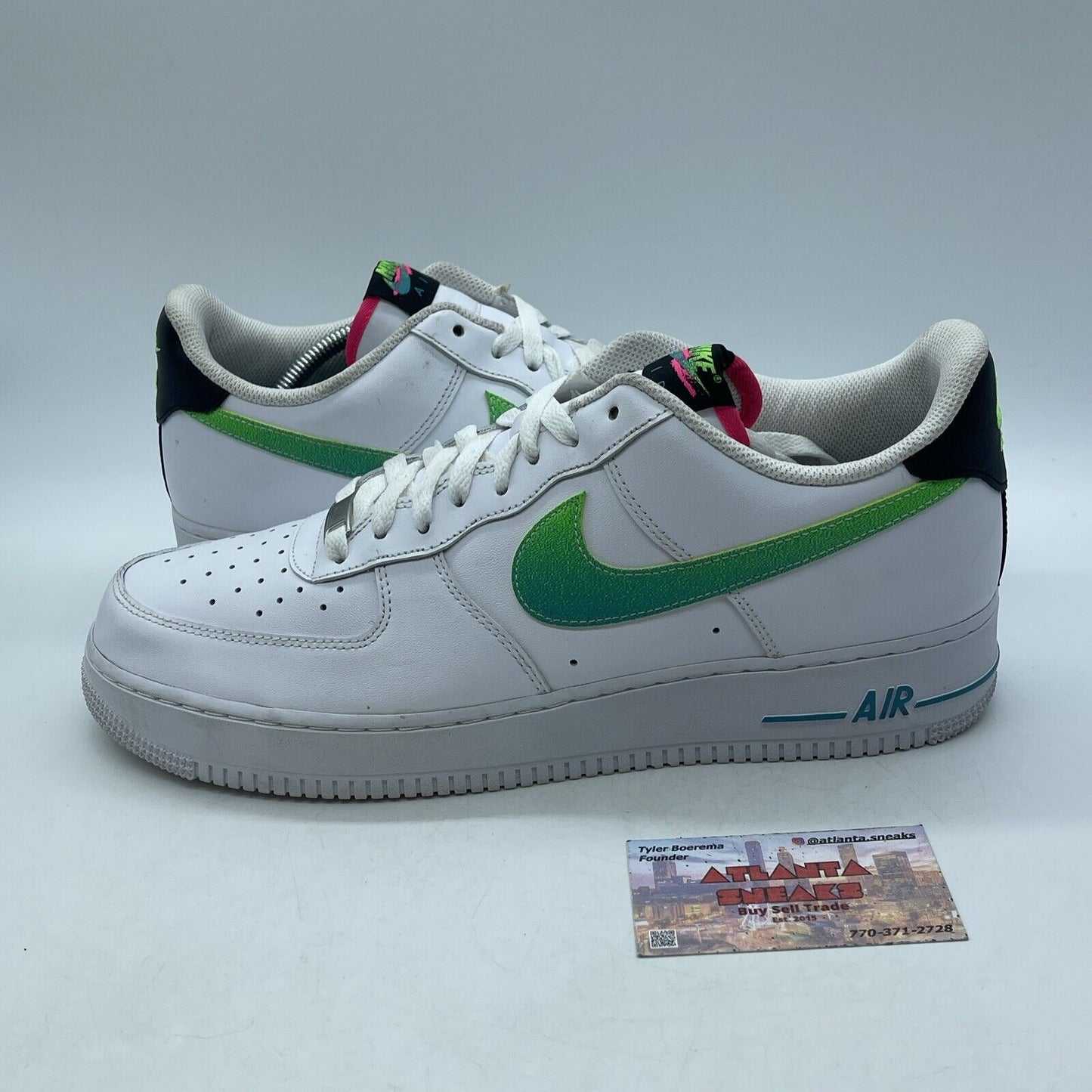 Size 12 - Nike Air Force 1 '07 LV8 White Aquamarine Black Leather (DJ5148-100)