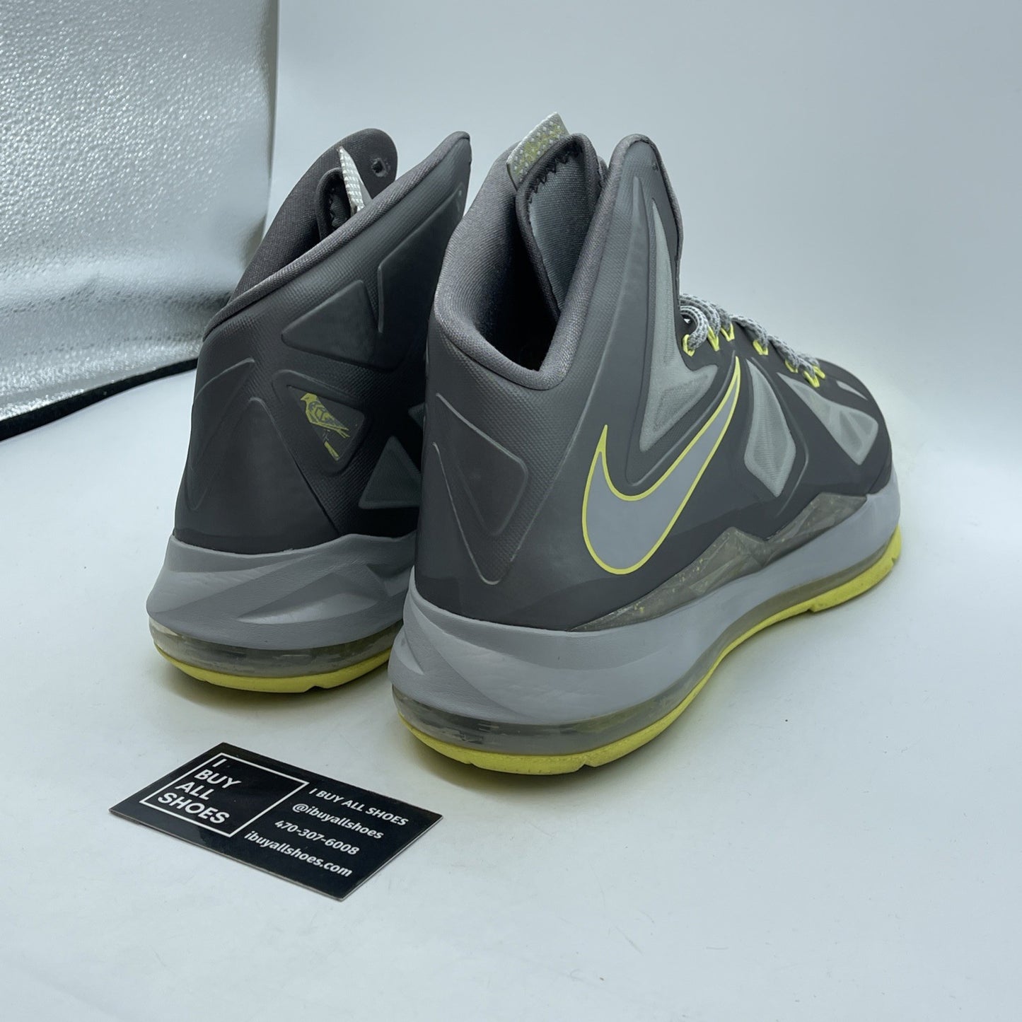 Size 13 - Nike LeBron 10 Yellow Diamond Grey Yellow Leather (541100-007)