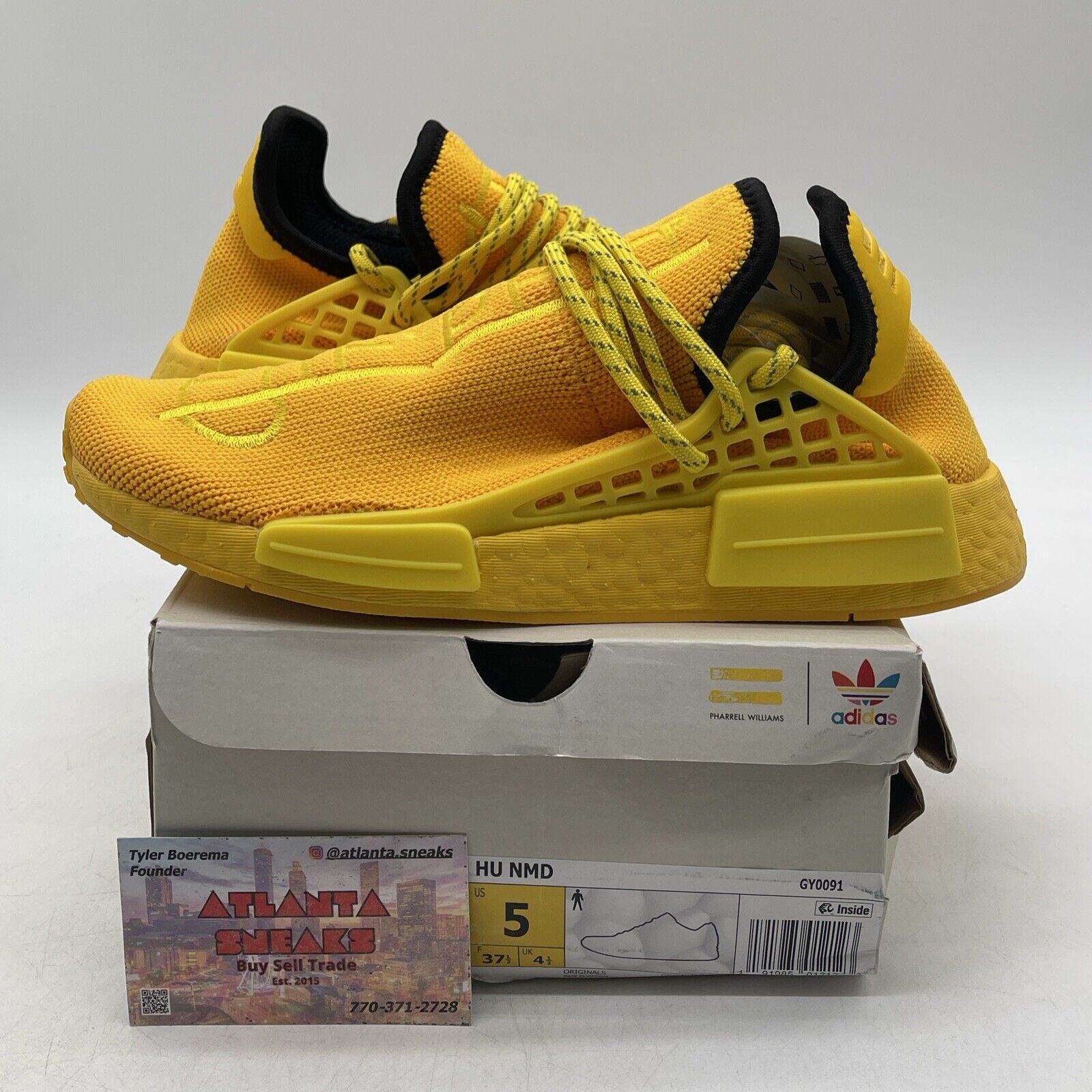 Size 5 - adidas Pharrell x NMD Human Race Yellow Black Suede (GY0091)