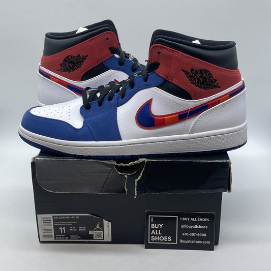 Size 11 - Air Jordan 1 Mid Multicolored Swoosh Suede Leather (852542-146)