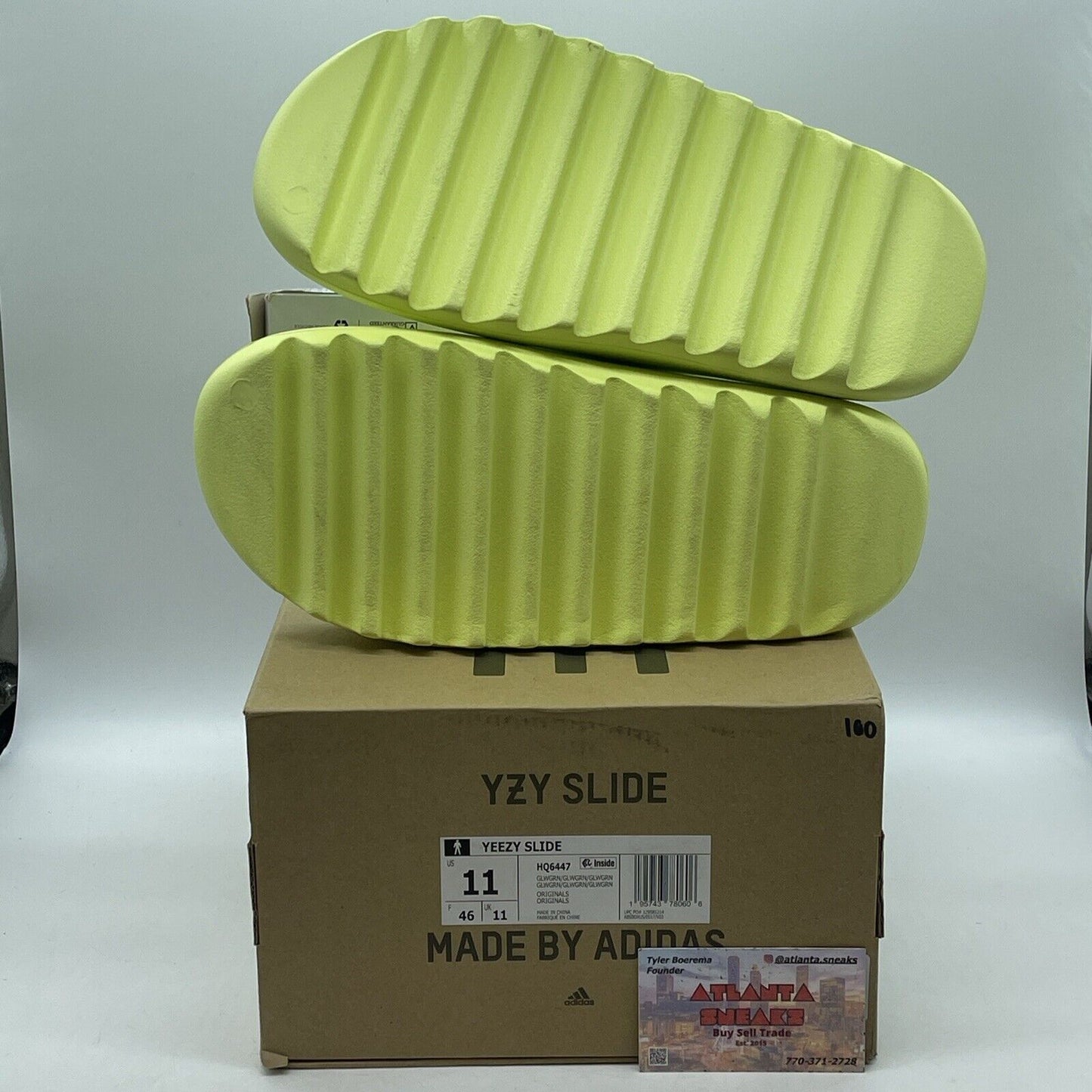 Size 11 - adidas Yeezy Slide Glow Green Leather (HQ6447)