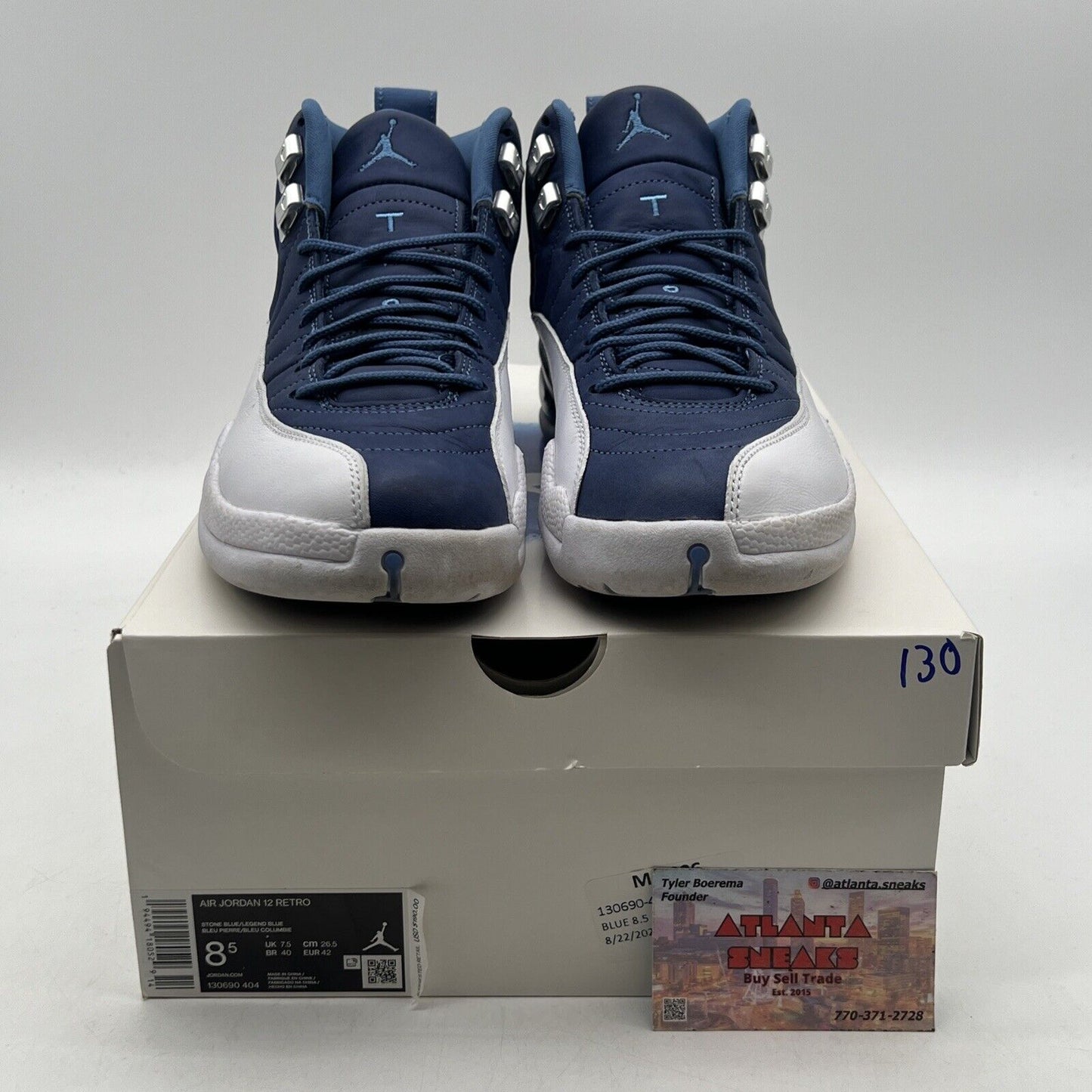 Size 8.5 - Jordan 12 Retro Indigo 2020 Navy White Blue Leather (130690-404)