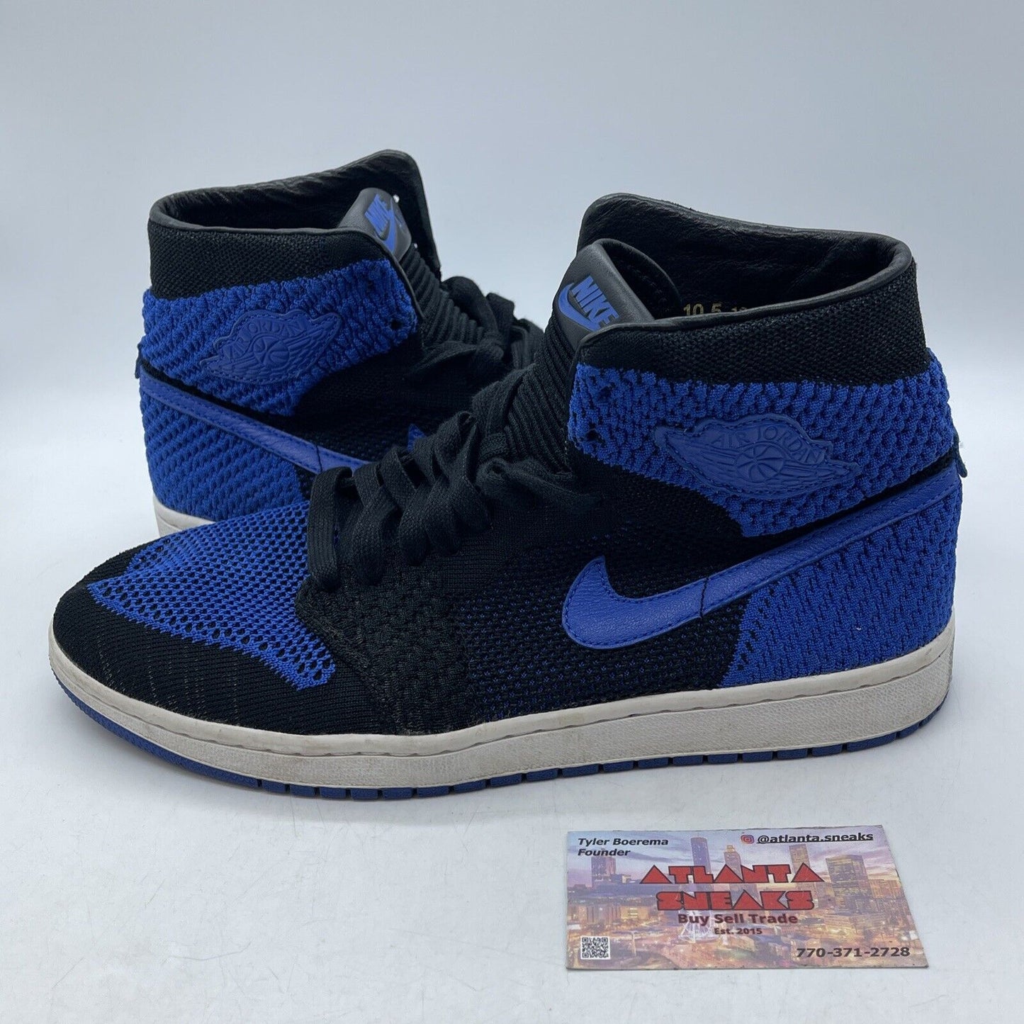 Size 10.5 - Air Jordan 1 Retro OG Flyknit High Royal Blue Black  (919704-006)