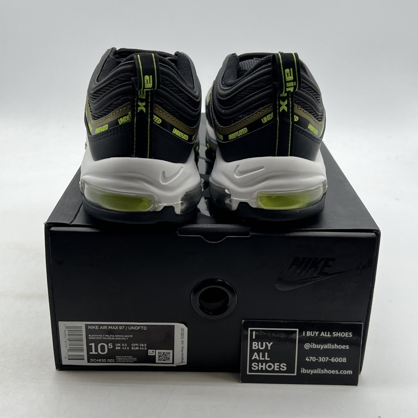 Size 10.5 - Nike Undefeated x Air Max 97 Black Volt (DC4830-001)