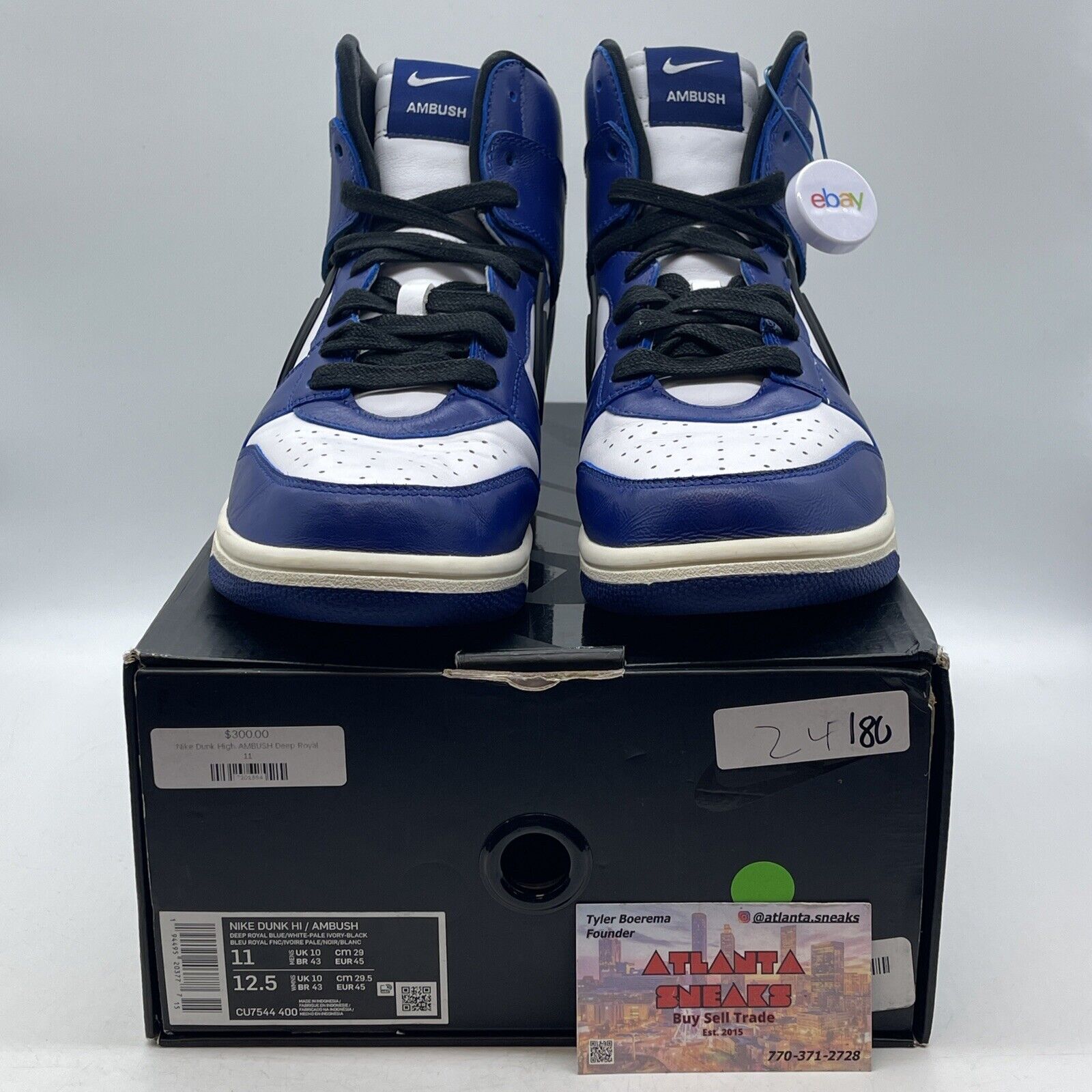 Size 11 - Nike AMBUSH x Dunk High Deep Royal White Black Blue (CU7544-400)