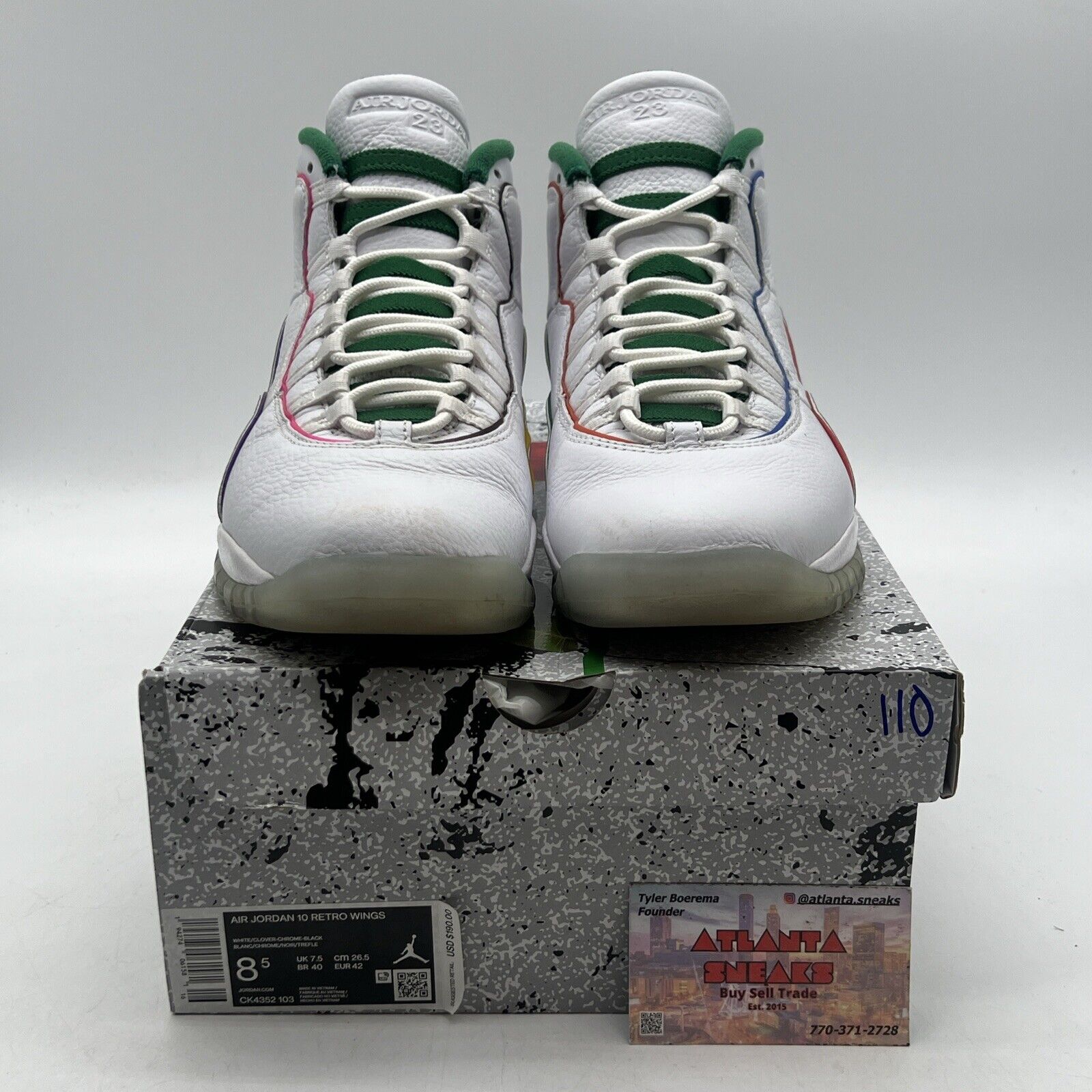 Size 8.5 - Air Jordan 10 Retro Wings White Green Leather (CK4352-103)