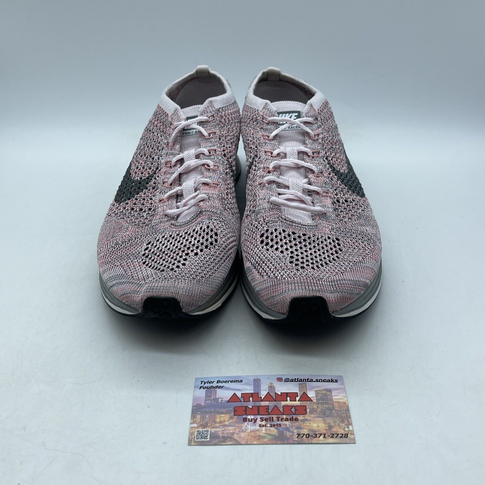 Size 11 - Nike Flyknit Racer Strawberry Red Grey White Suede (526628-604)