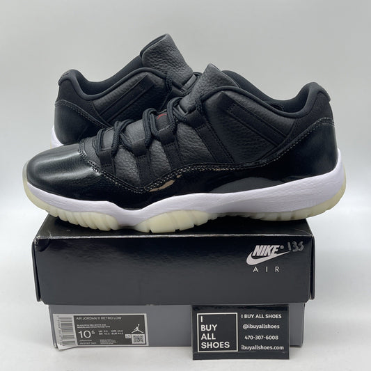Size 10.5 - Jordan 11 Retro Low 72-10 Black Suede Leather (AV2187-001)