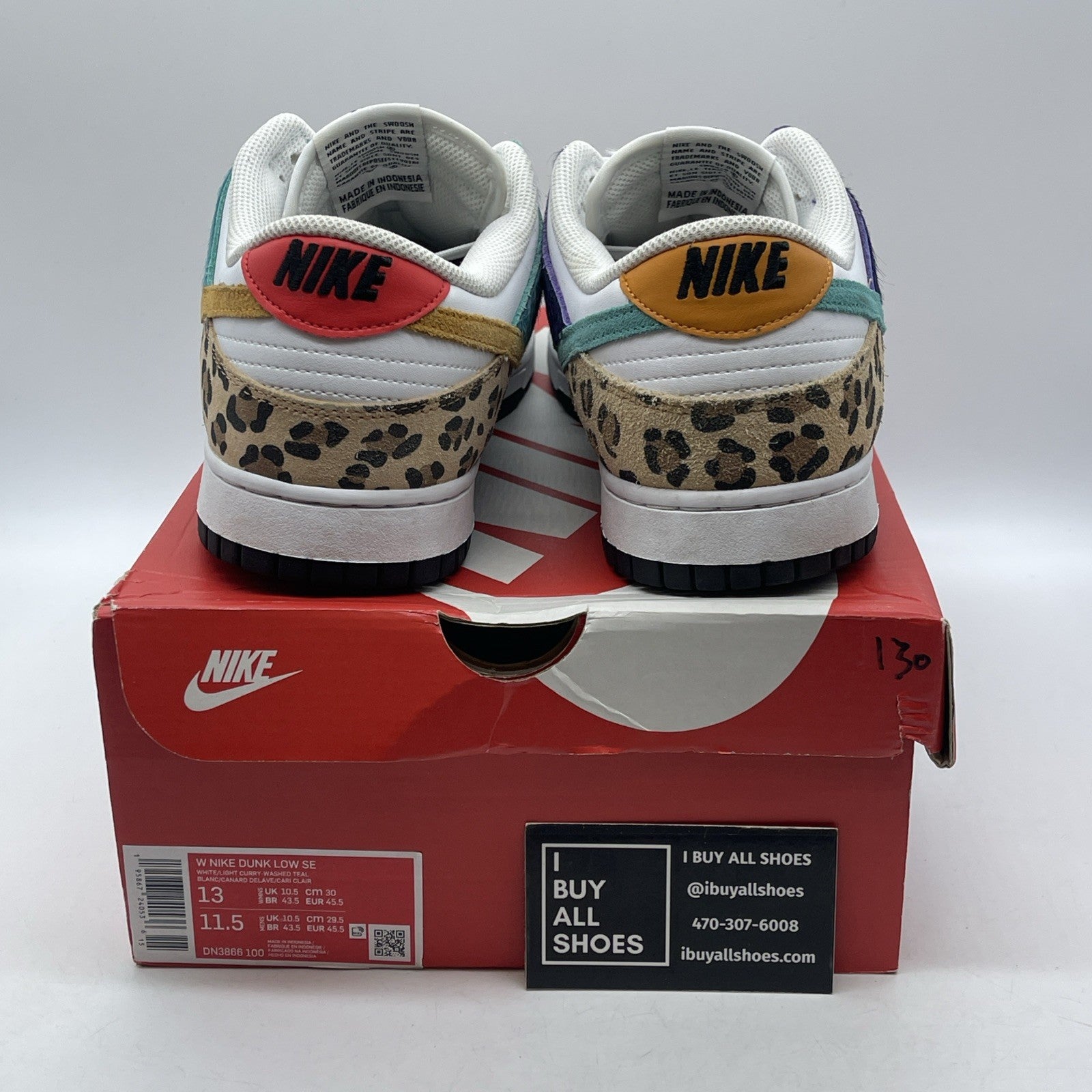 Size 13W - Nike Dunk SE Low Safari Mix White Black Suede Leather (DN3866-100)
