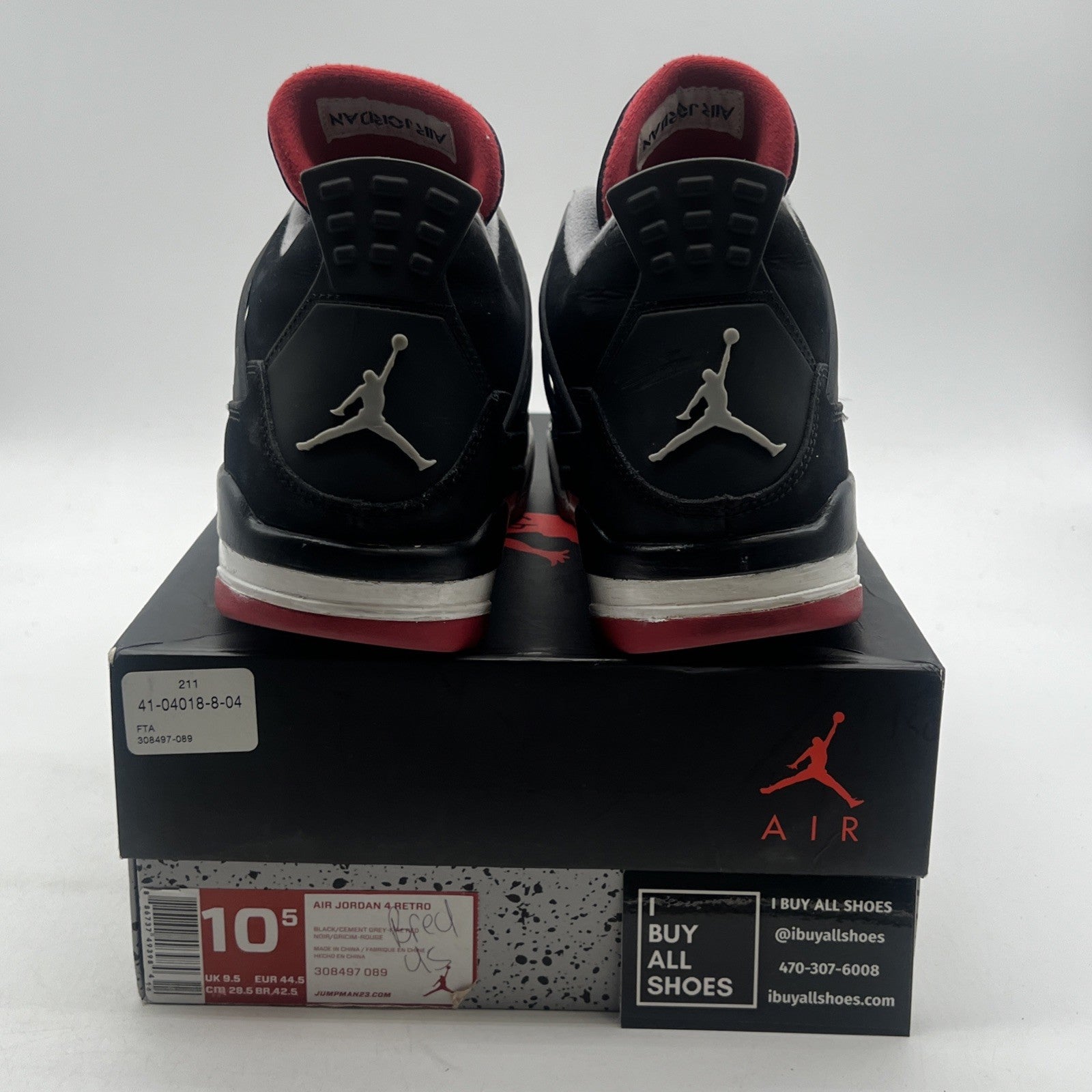 Size 10.5 - Air Jordan 4 Retro bred release 2012 (308497-089)