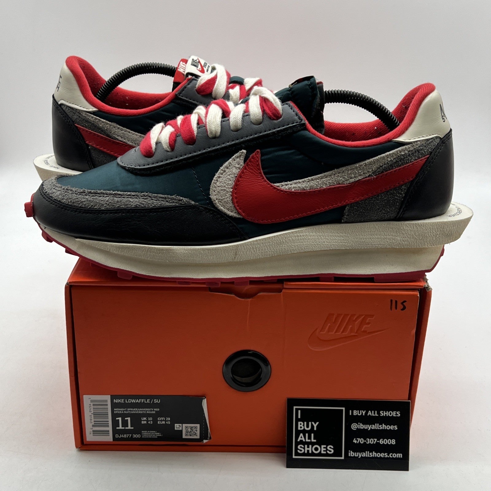 Size 11 - Nike sacai x Undercover x LDWaffle Midnight Spruce University Red