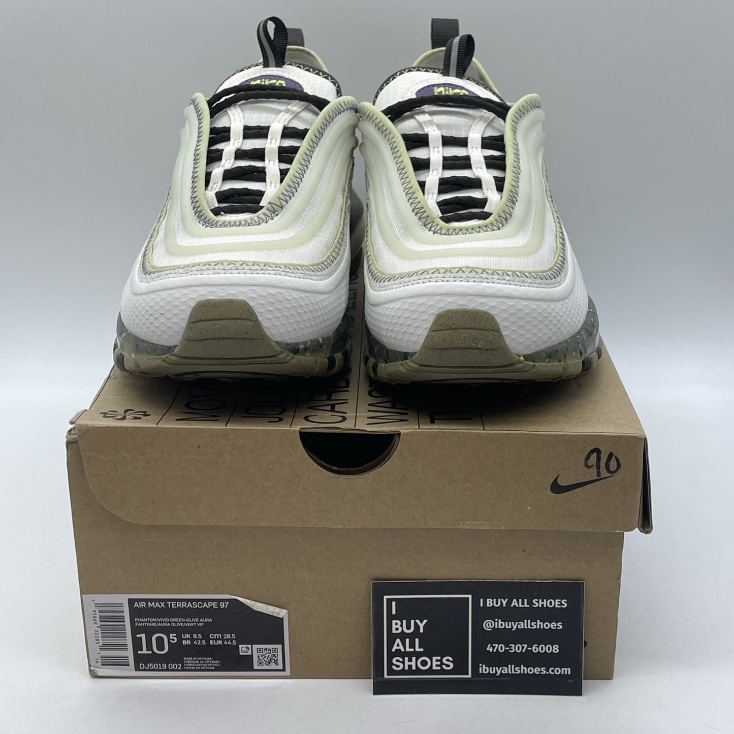 Size 10.5 - Nike Air Max Terrascape 97 Phantom Vivid Green White (DJ5019-002)
