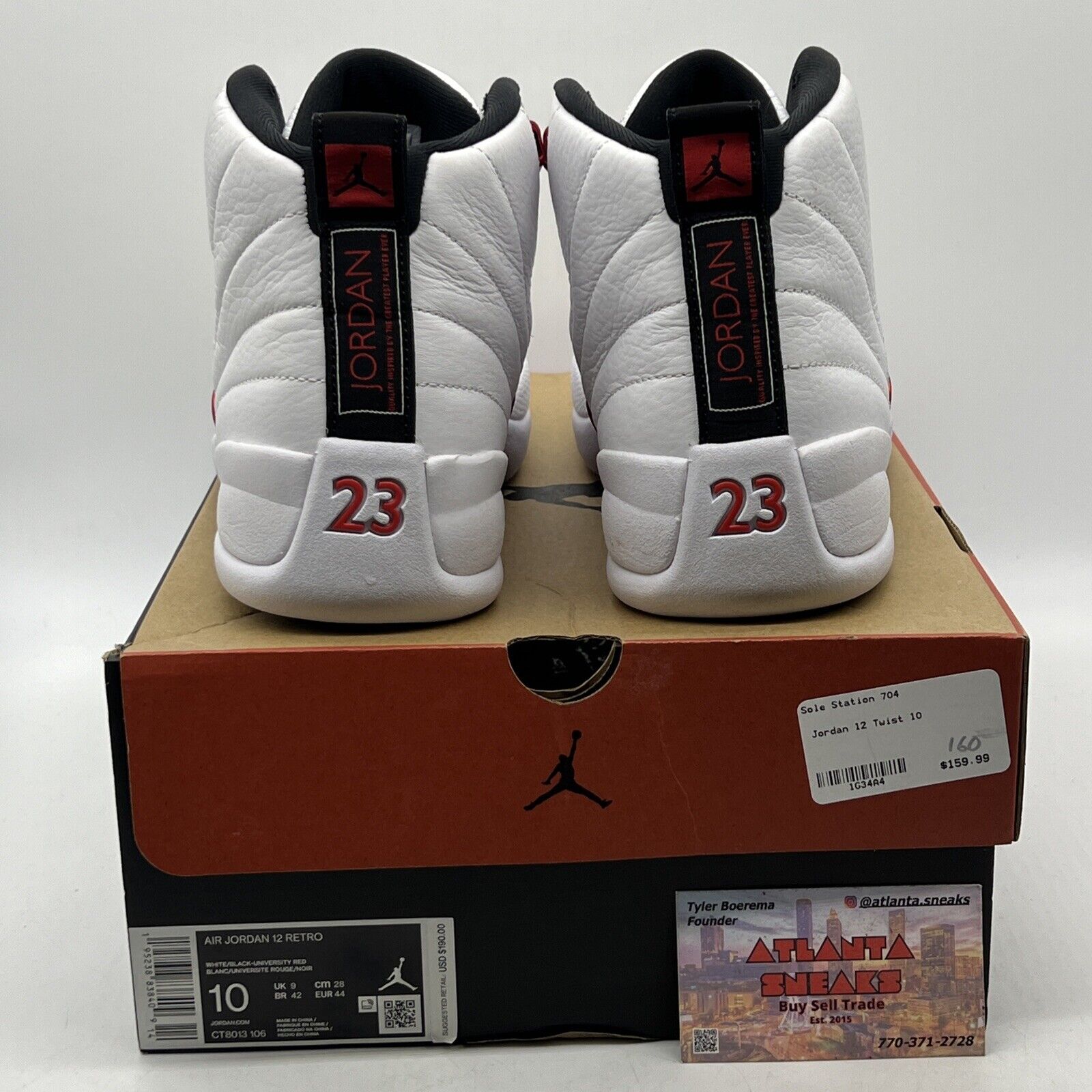 Size 10 - Air Jordan 12 Retro Twist White Red Black Leather (CT8013-106)