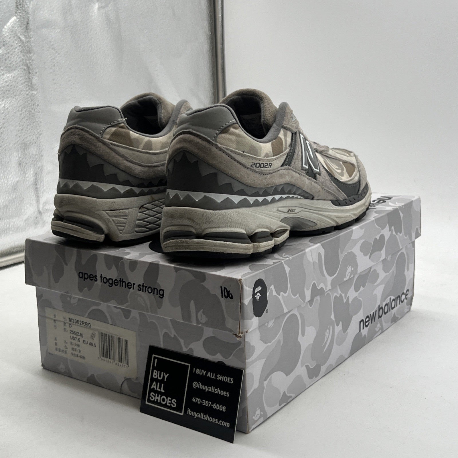 Size 7.5 - New Balance BAPE x 2002R Apes Together Strong - Grey Camo (M2002RGB)