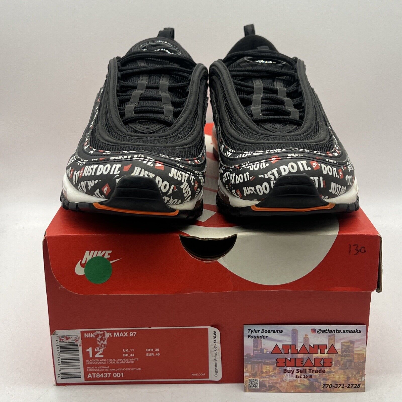 Size 12 - Nike Air Max 97 Just Do It Black White Red (AT8437-001)