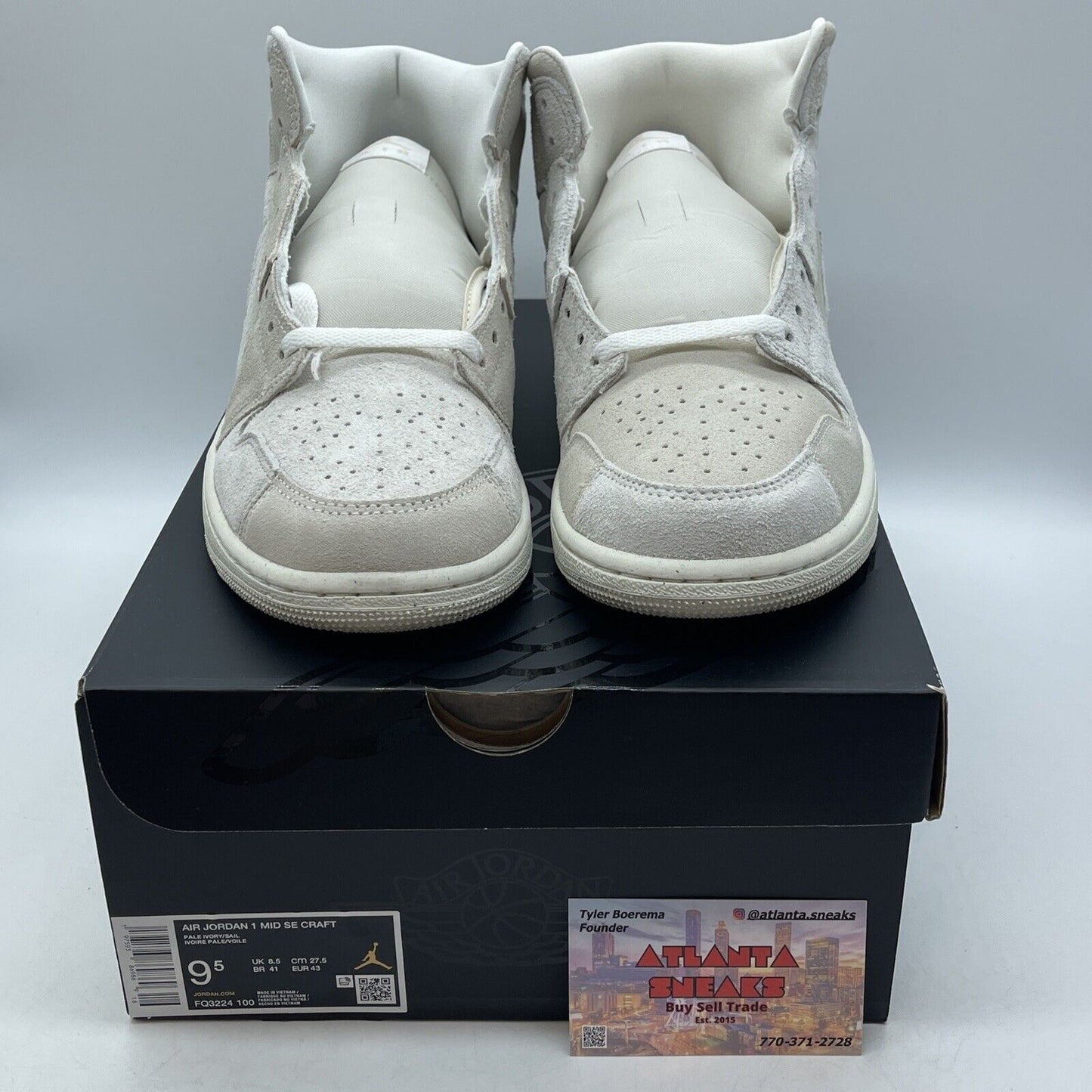 Size 9.5 - Air Jordan 1 SE Craft Mid Pale Ivory Suede (FQ3224-100)