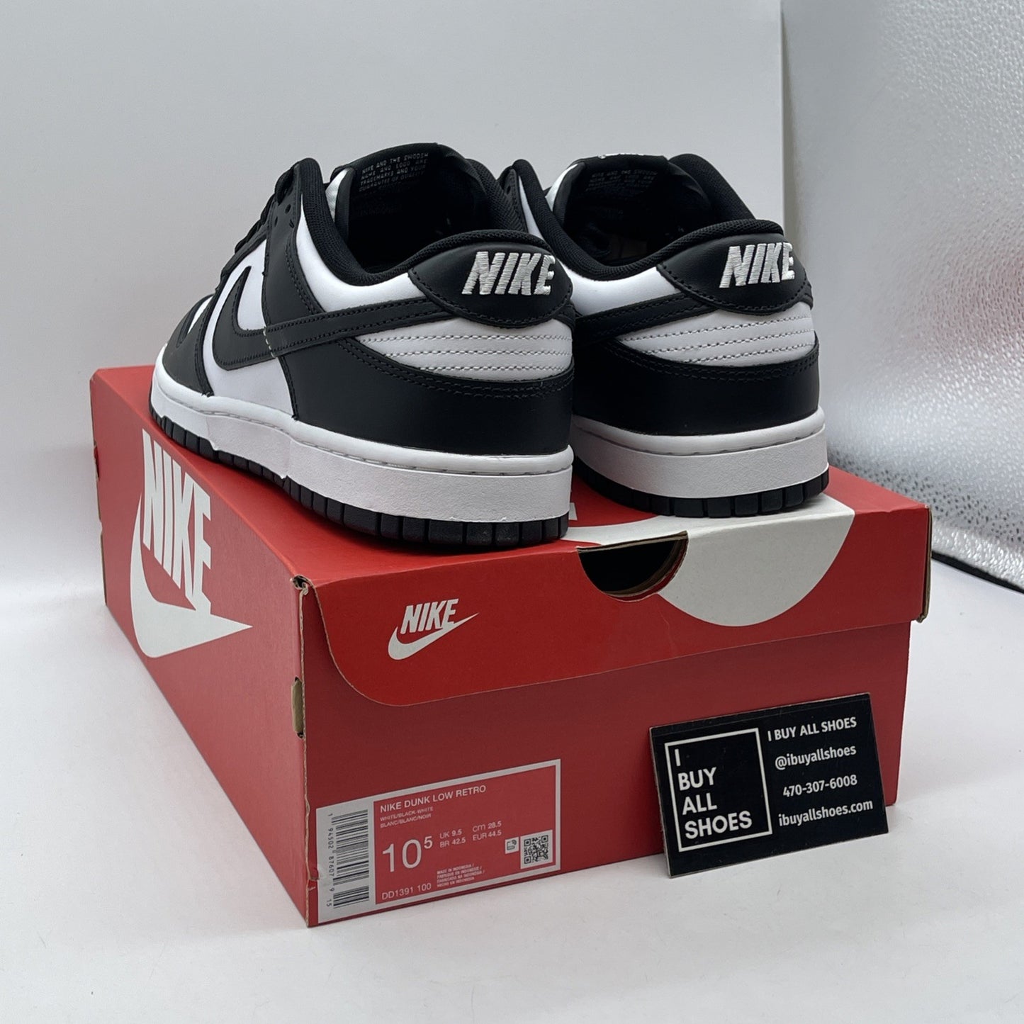 Size 10.5 - Nike Dunk Low Black White Leather (DD1391-100)