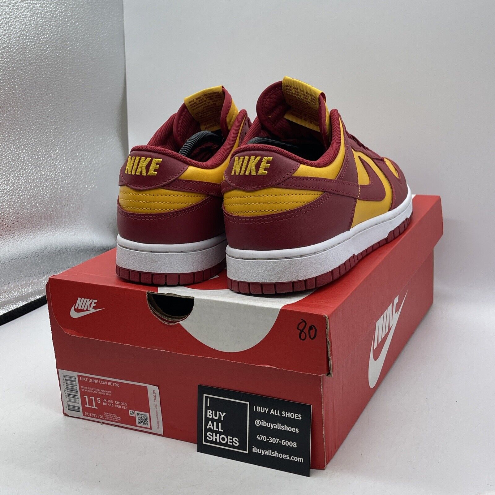 Size 11.5 - Nike Dunk Low USC Red Yellow White Leather (DD1391-701)