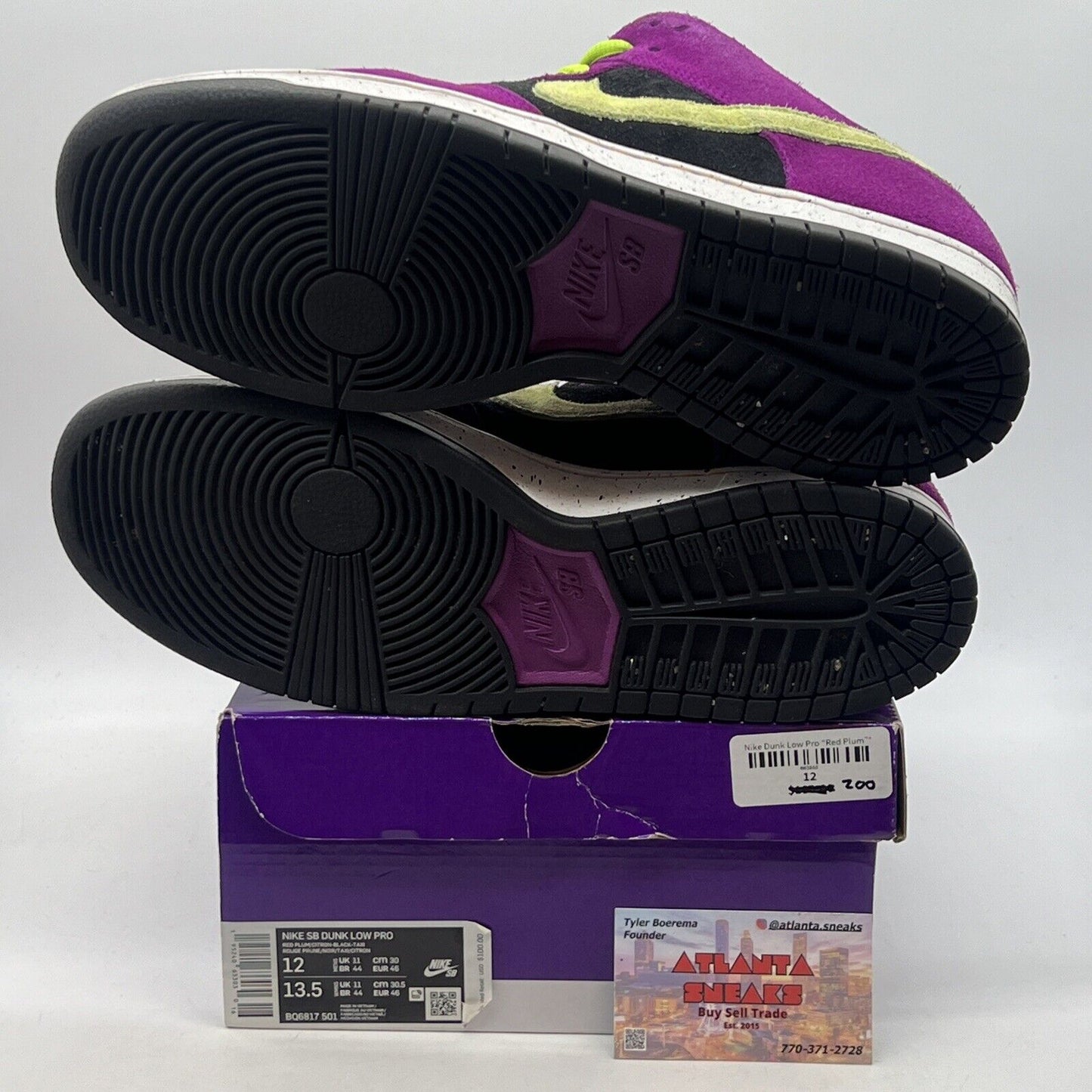 Size 12 - Nike Dunk Pro SB Low Red Plum Black Purple Suede White (BQ6817-501)