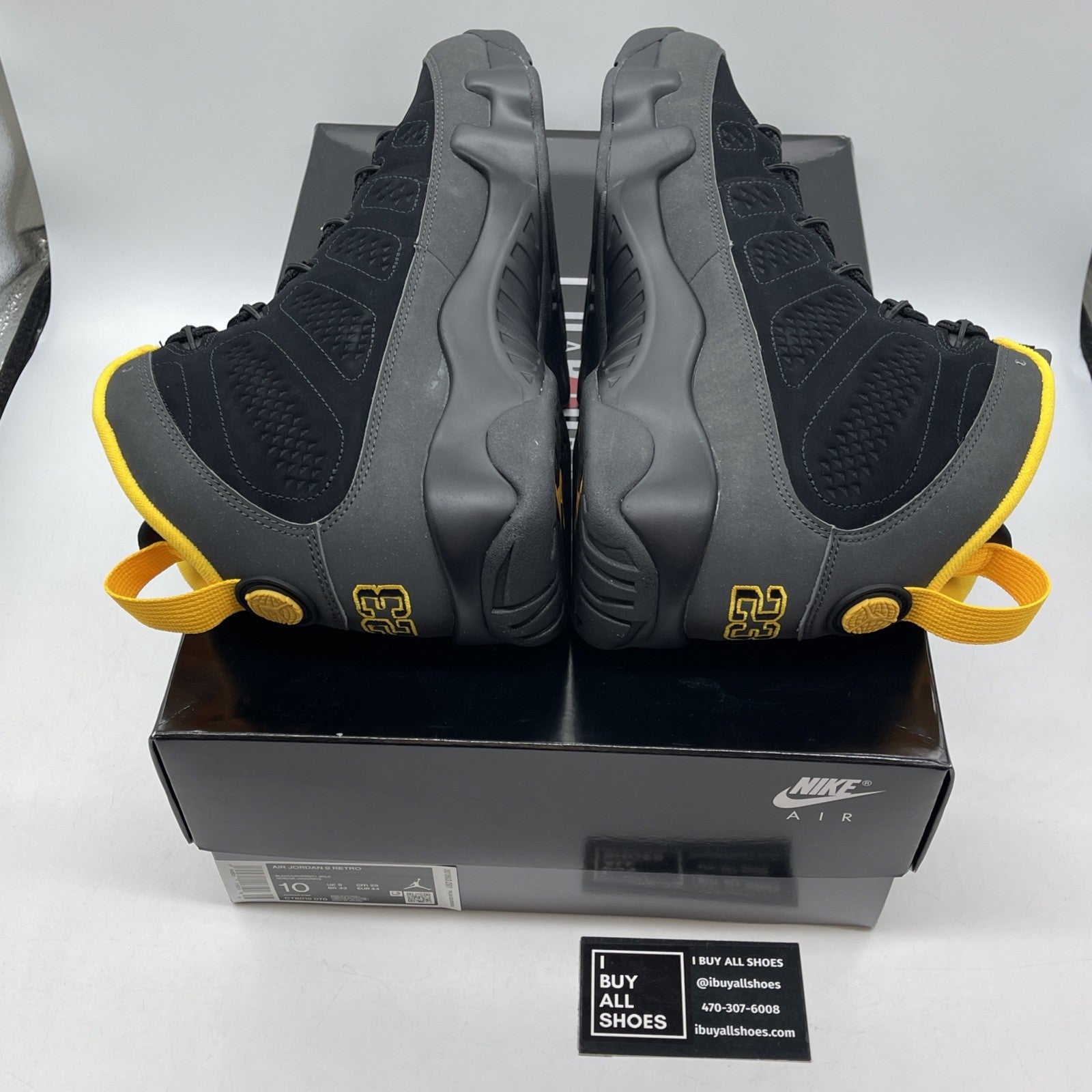 Size 10 - Jordan 9 Retro Black Yellow Grey Suede (CT8019-070)